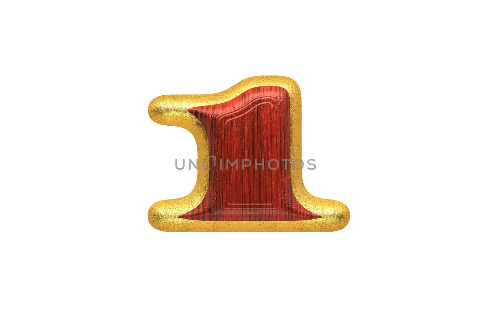 isolated golden figure with red wood