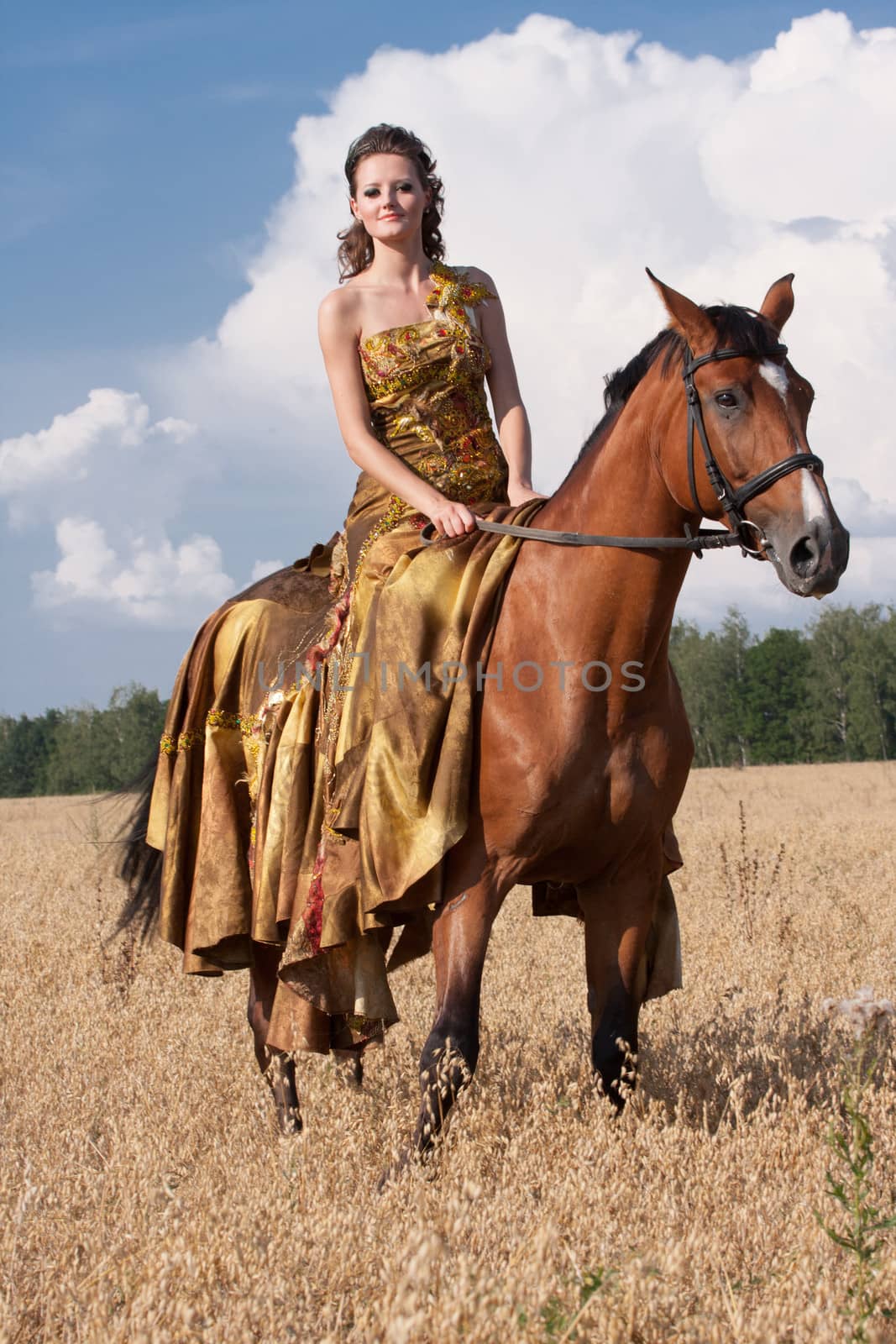 Antique style woman with horse