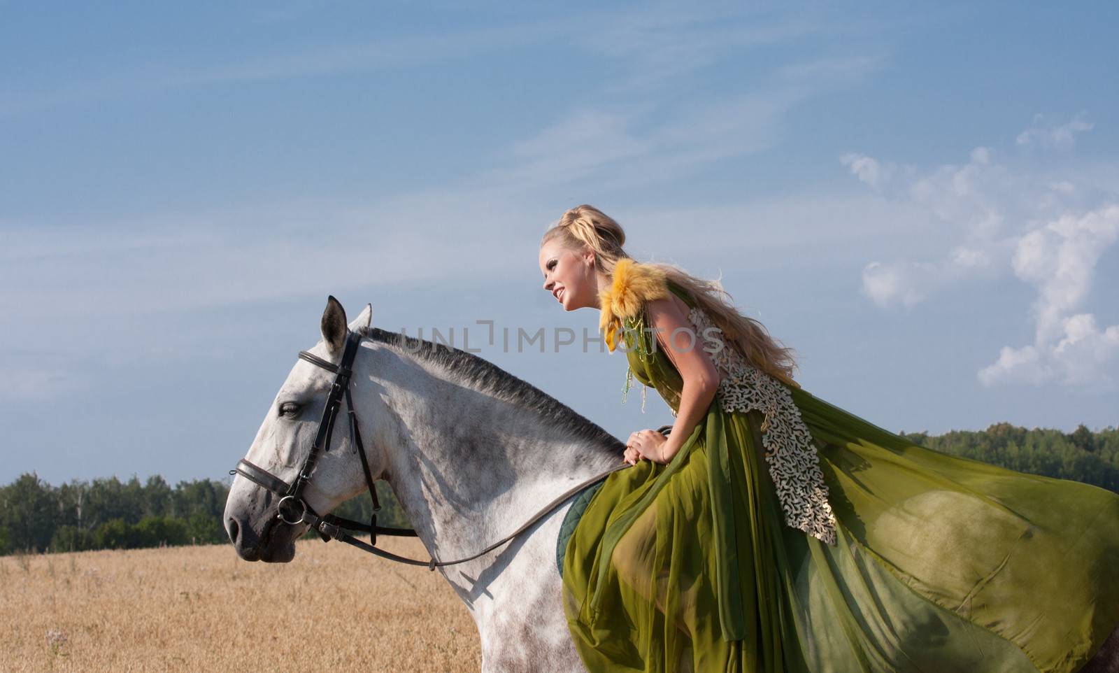 Antique style woman with horse