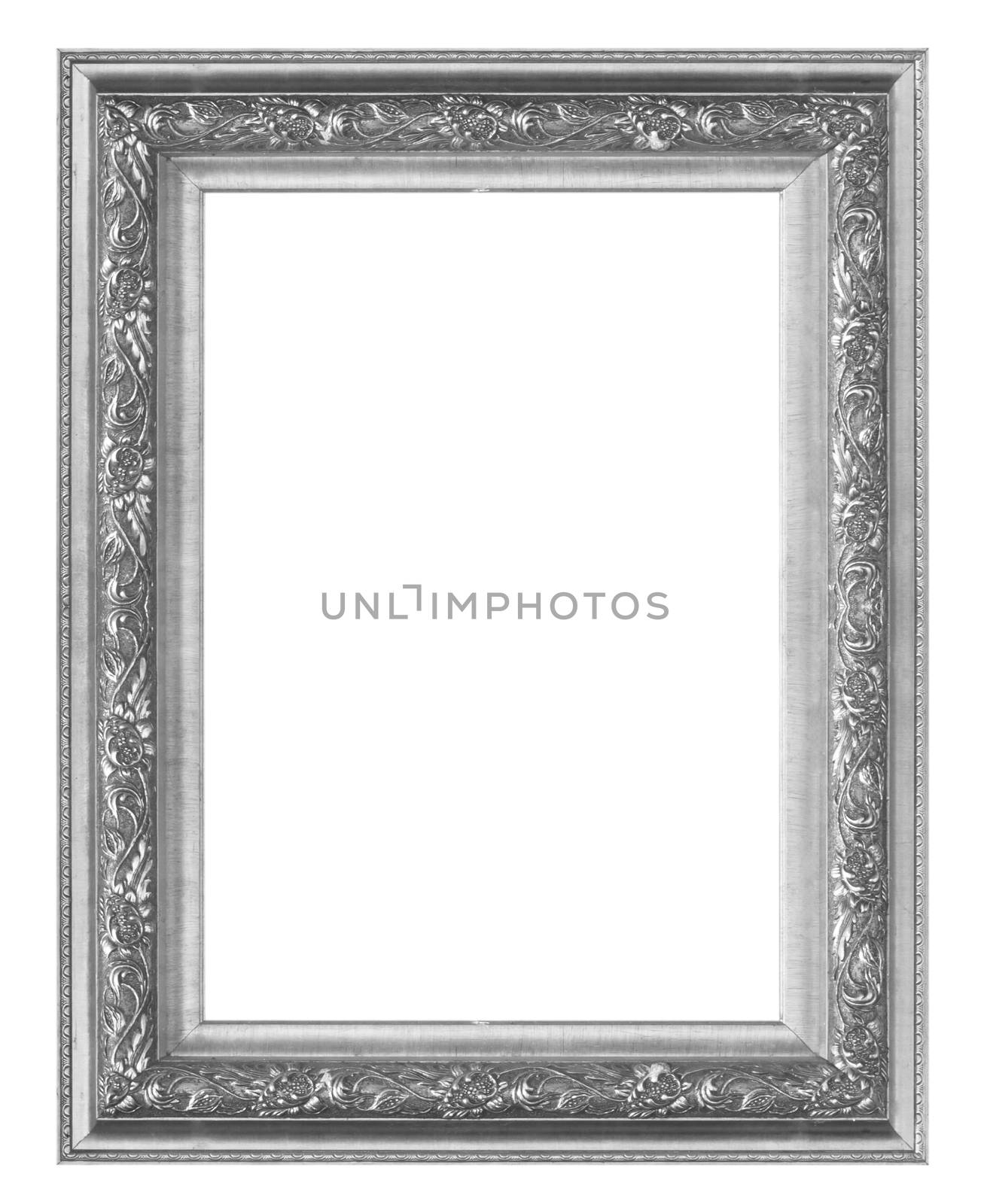 Old antique black picture frame wall, wallpaper, decorative objects isolated white background