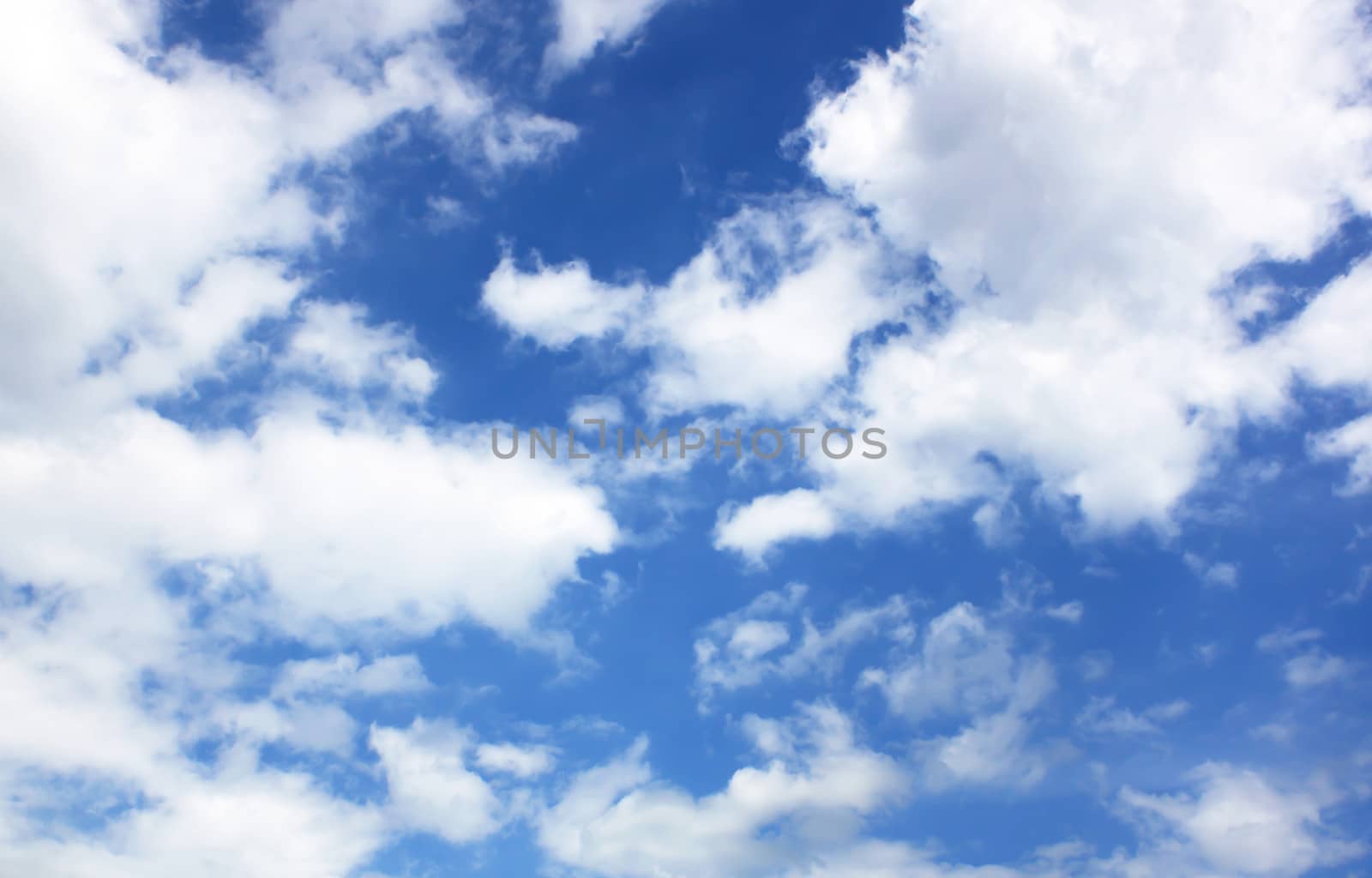 White fluffy clouds in the blue sky