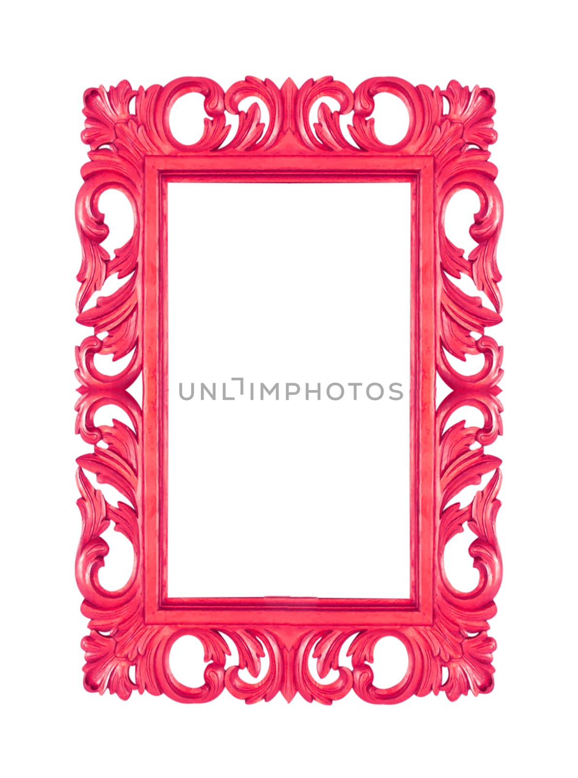 Antique  red  Frame Isolated On White Background