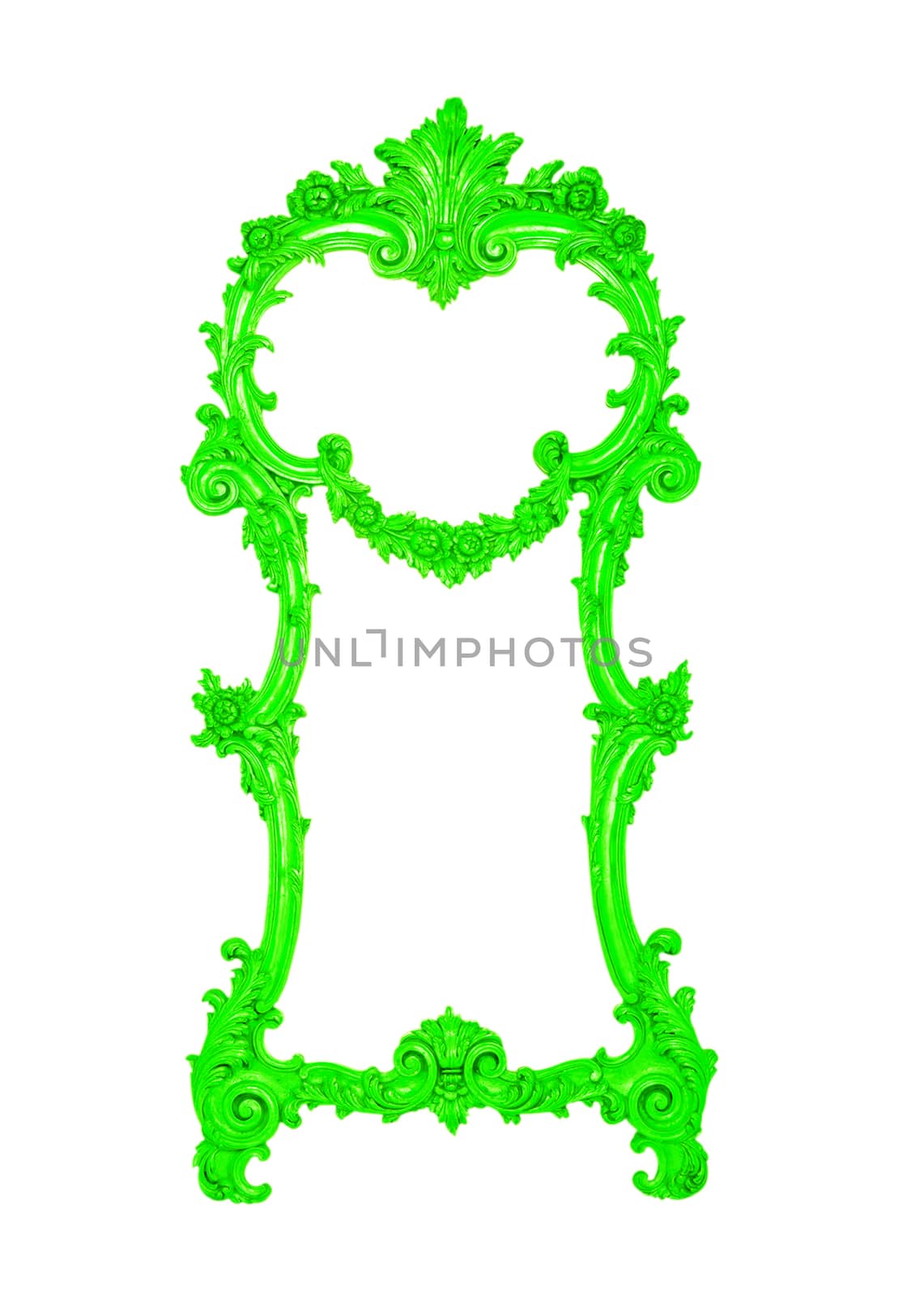 Antique Green Frame Isolated On White Background