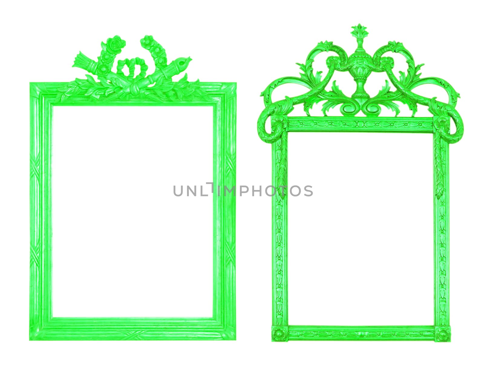 Antique  Green Frame Isolated On White Background