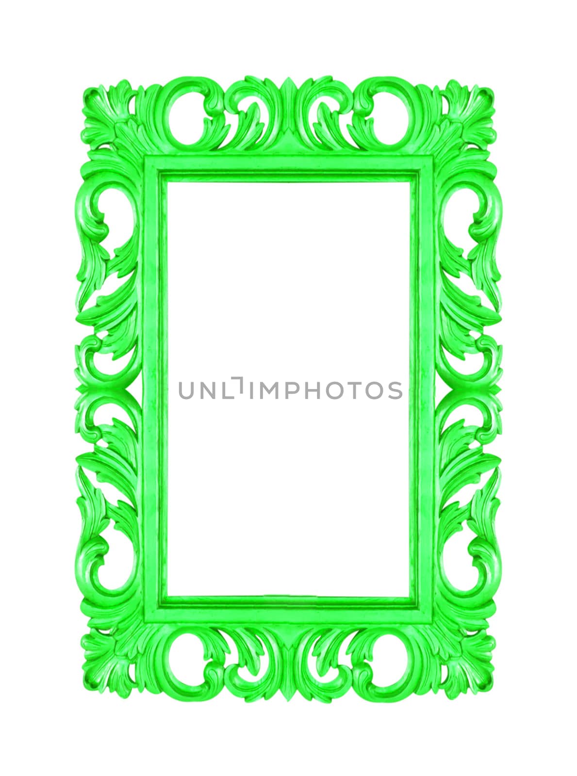 Antique Green Frame Isolated On White Background