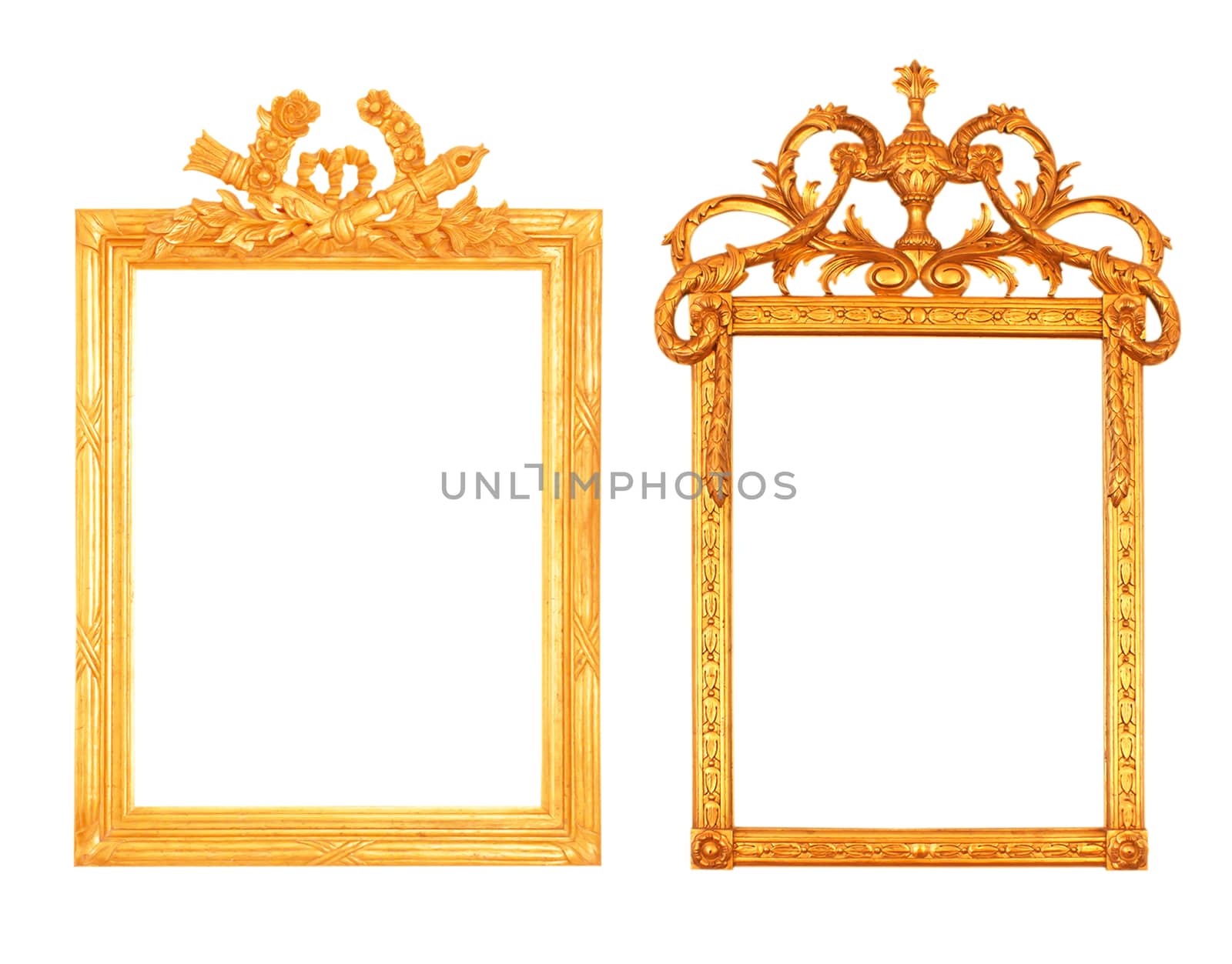 Antique  gold Frame Isolated On White Background