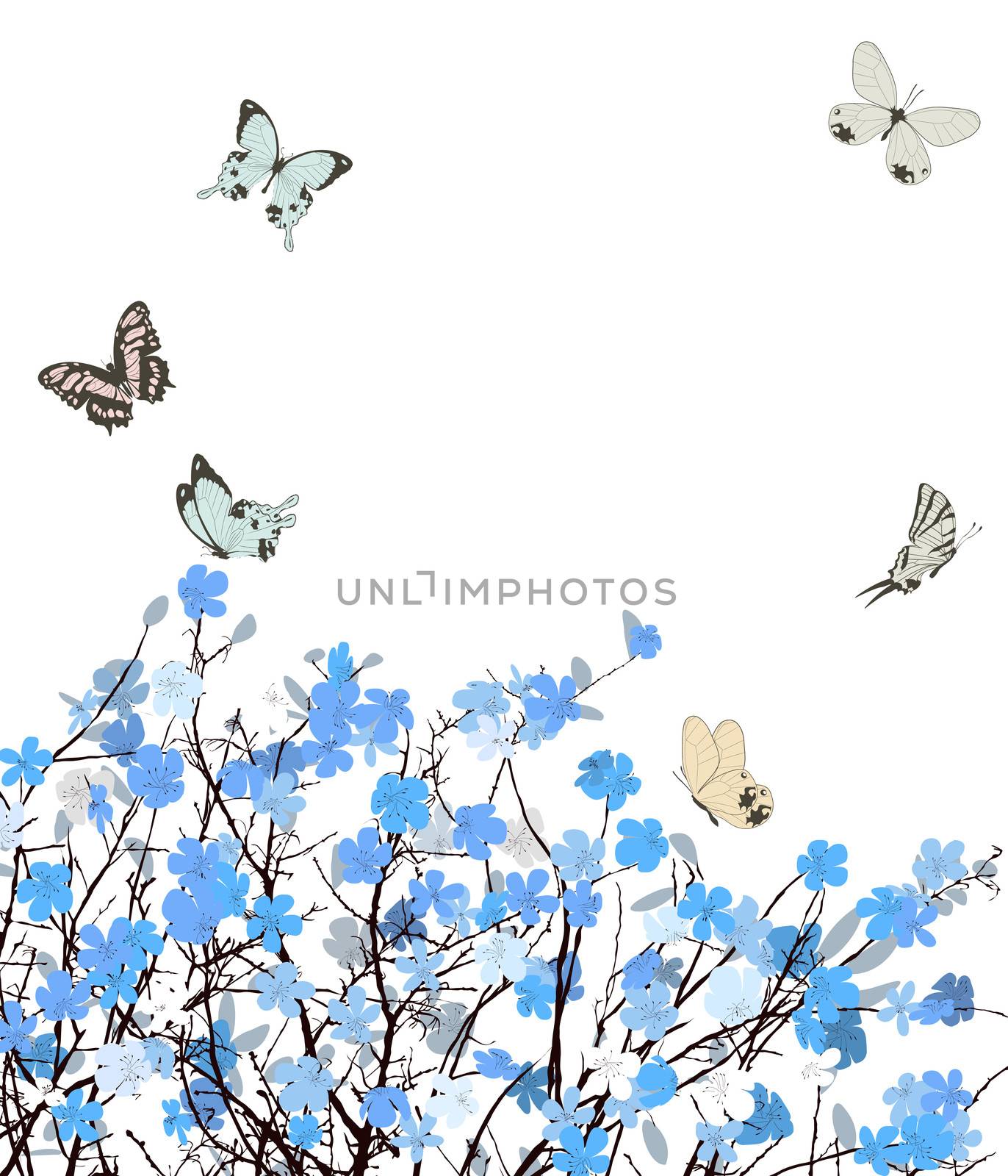 Blue flowers greeting card by Lirch
