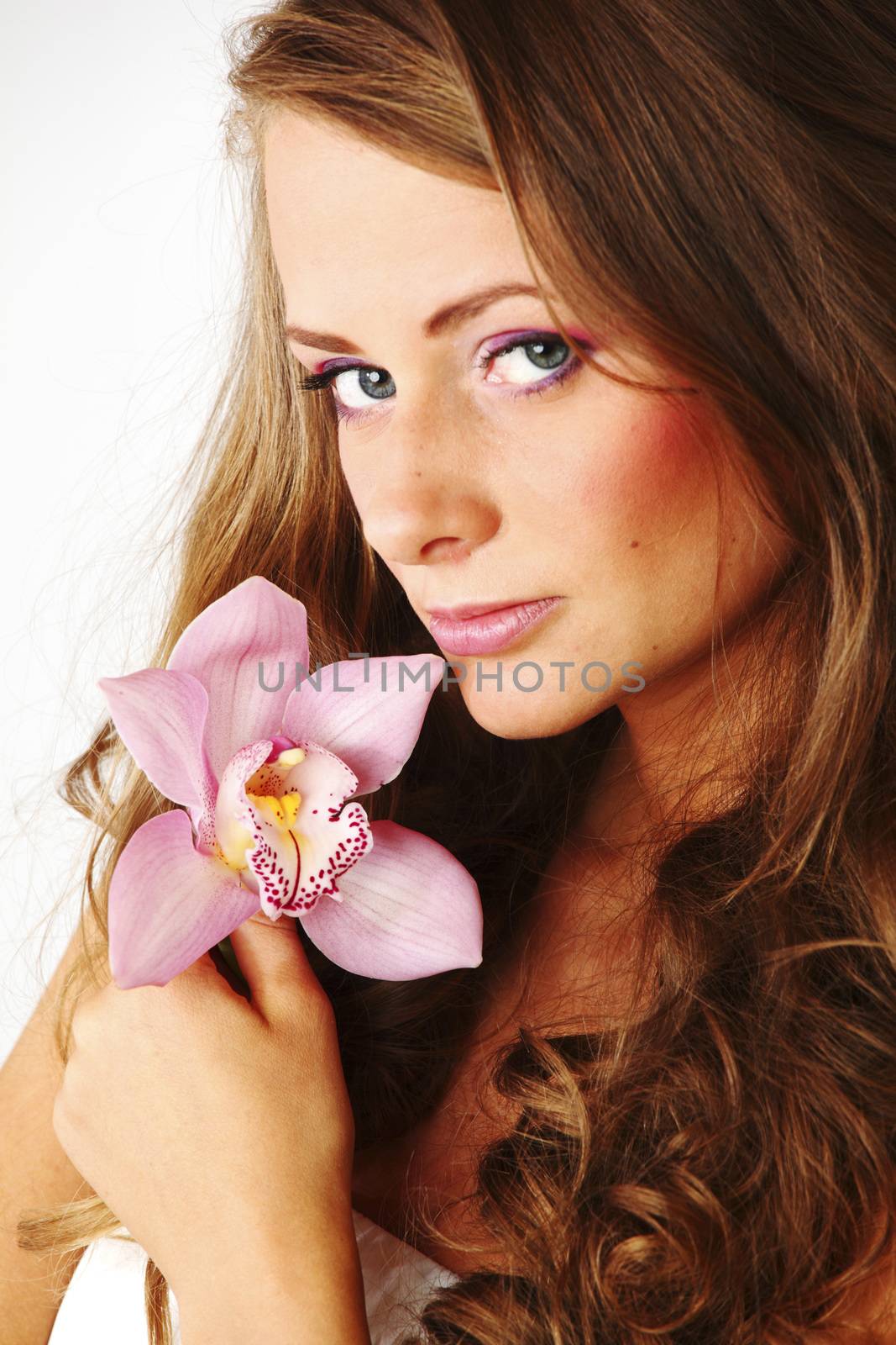 orchid woman flower in hairs