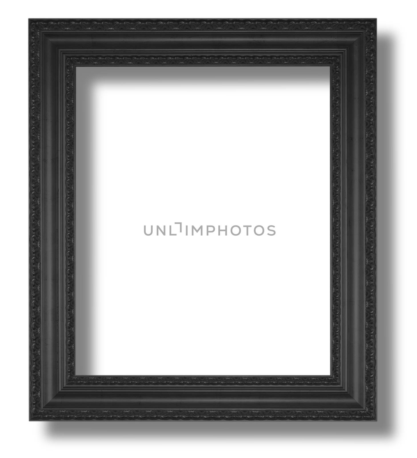 Ancient wooden frame isolated on white background.