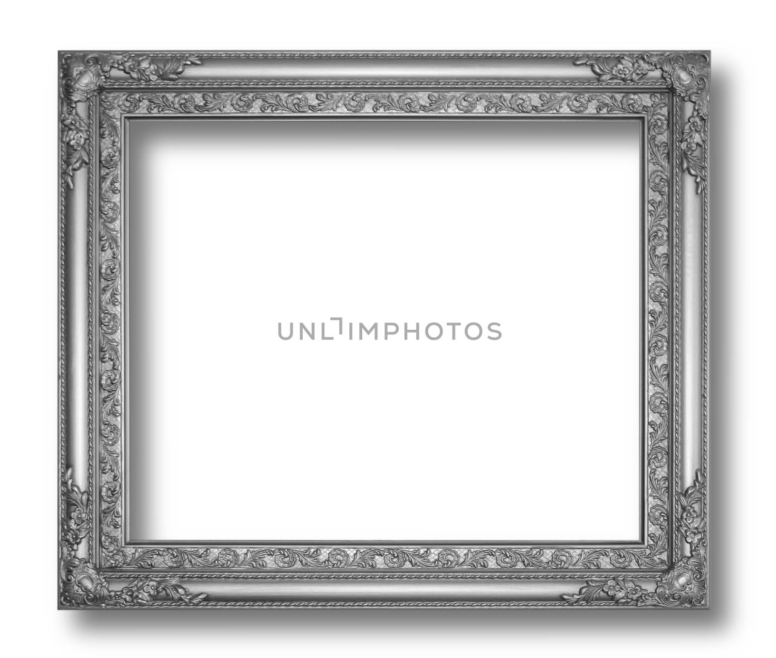 Ancient wooden frame isolated on white background.