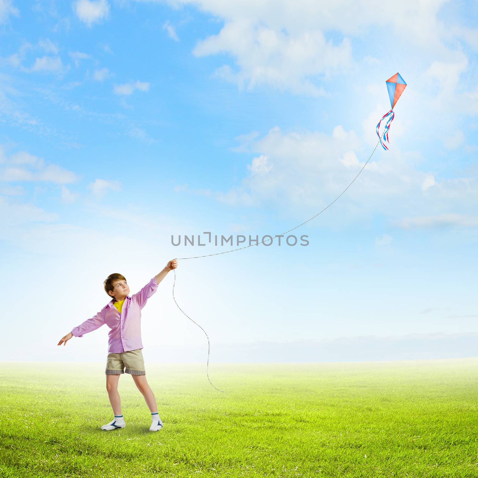 Boy with kite by sergey_nivens