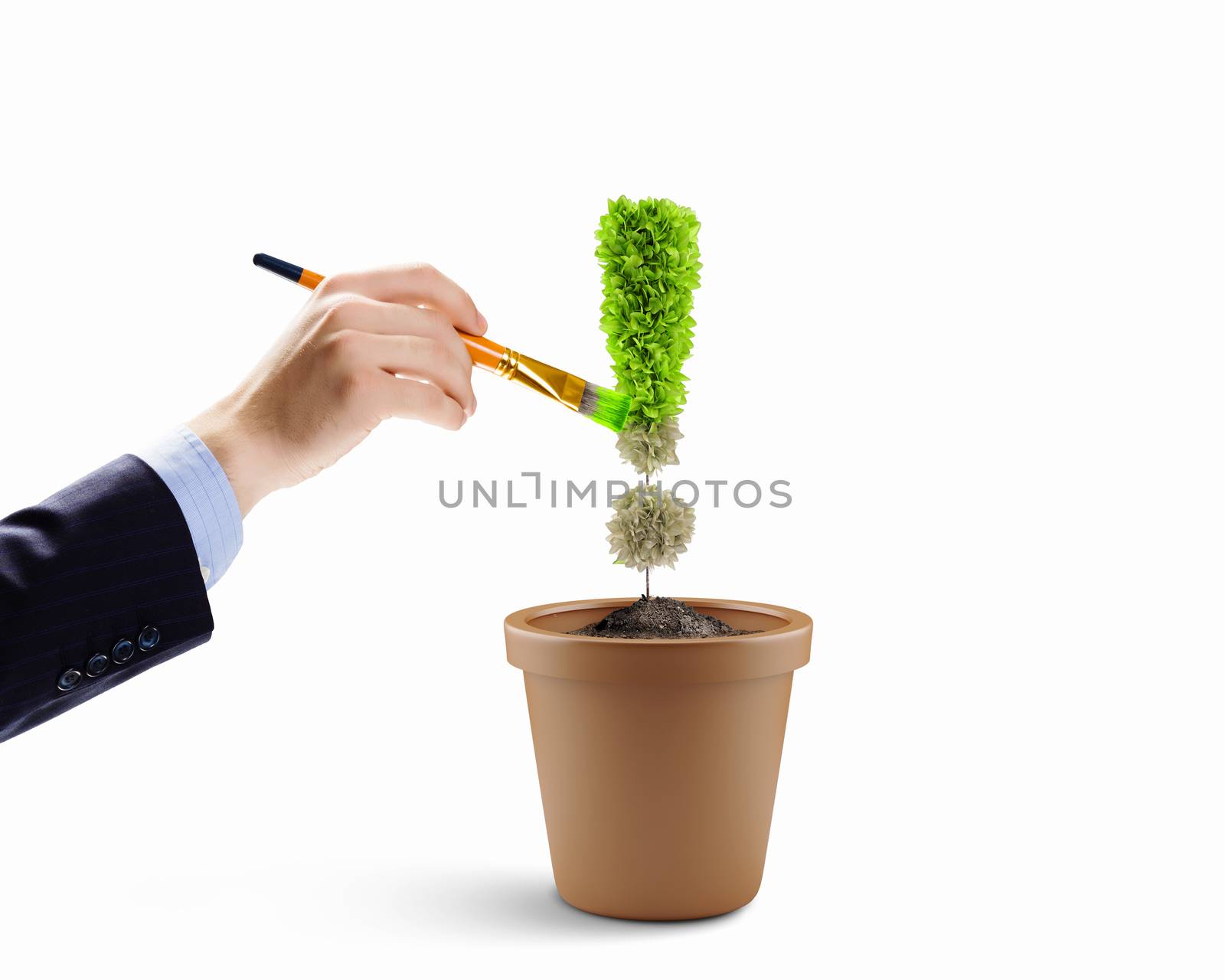 Image of pot plant shaped like exclamation sign