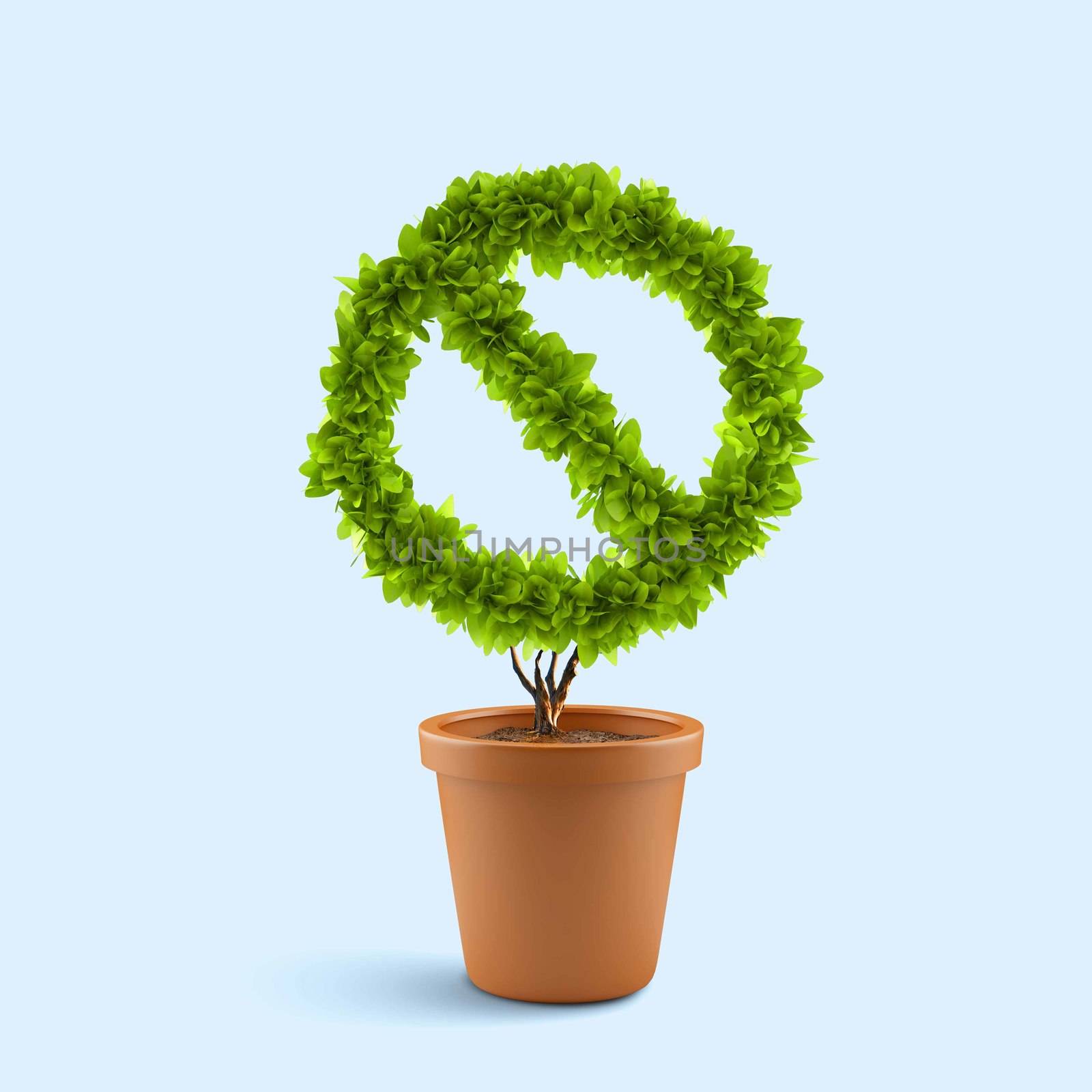 Image of pot plant shaped like prohibition sign