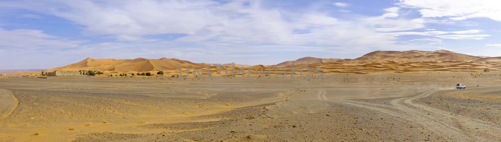 Panorama from the Erg Chebbi desert in Maroc Africa