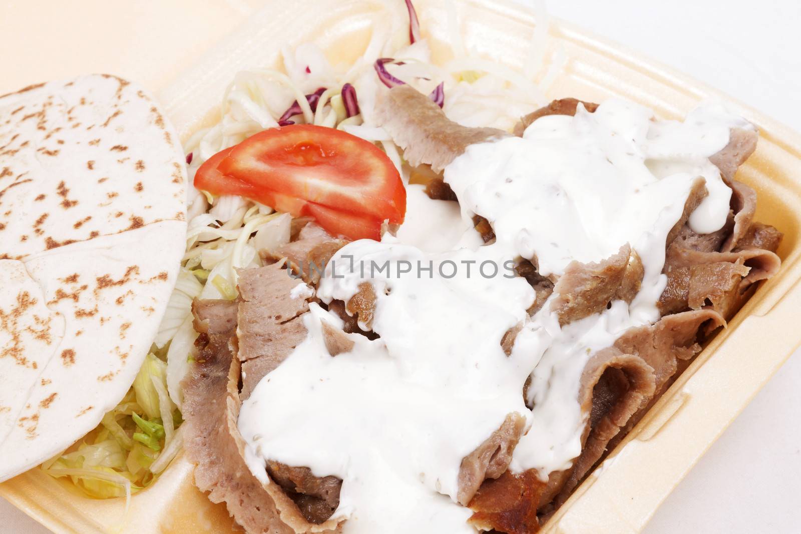 Take away doner kebab isolated on white background