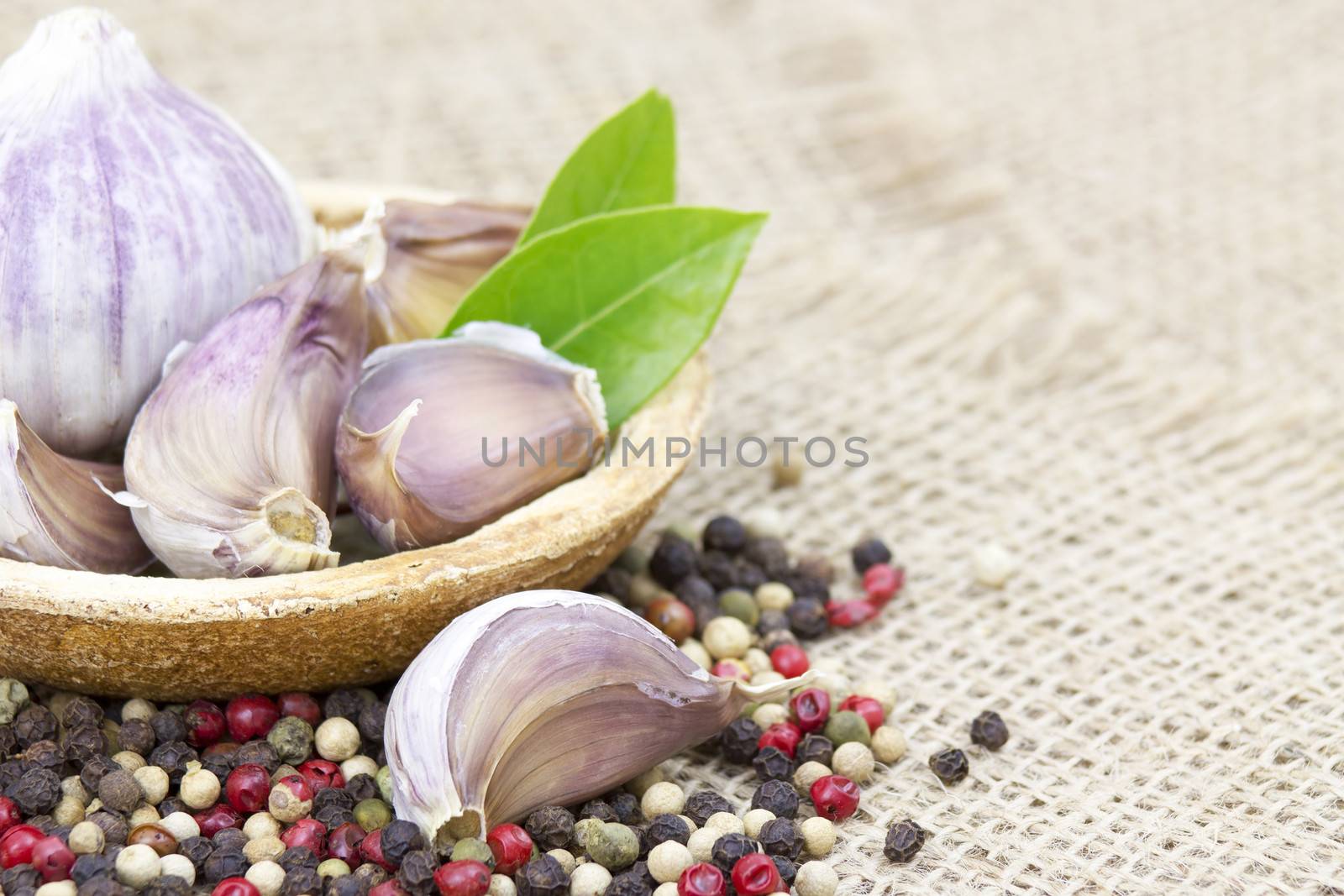 fresh garlic and spices