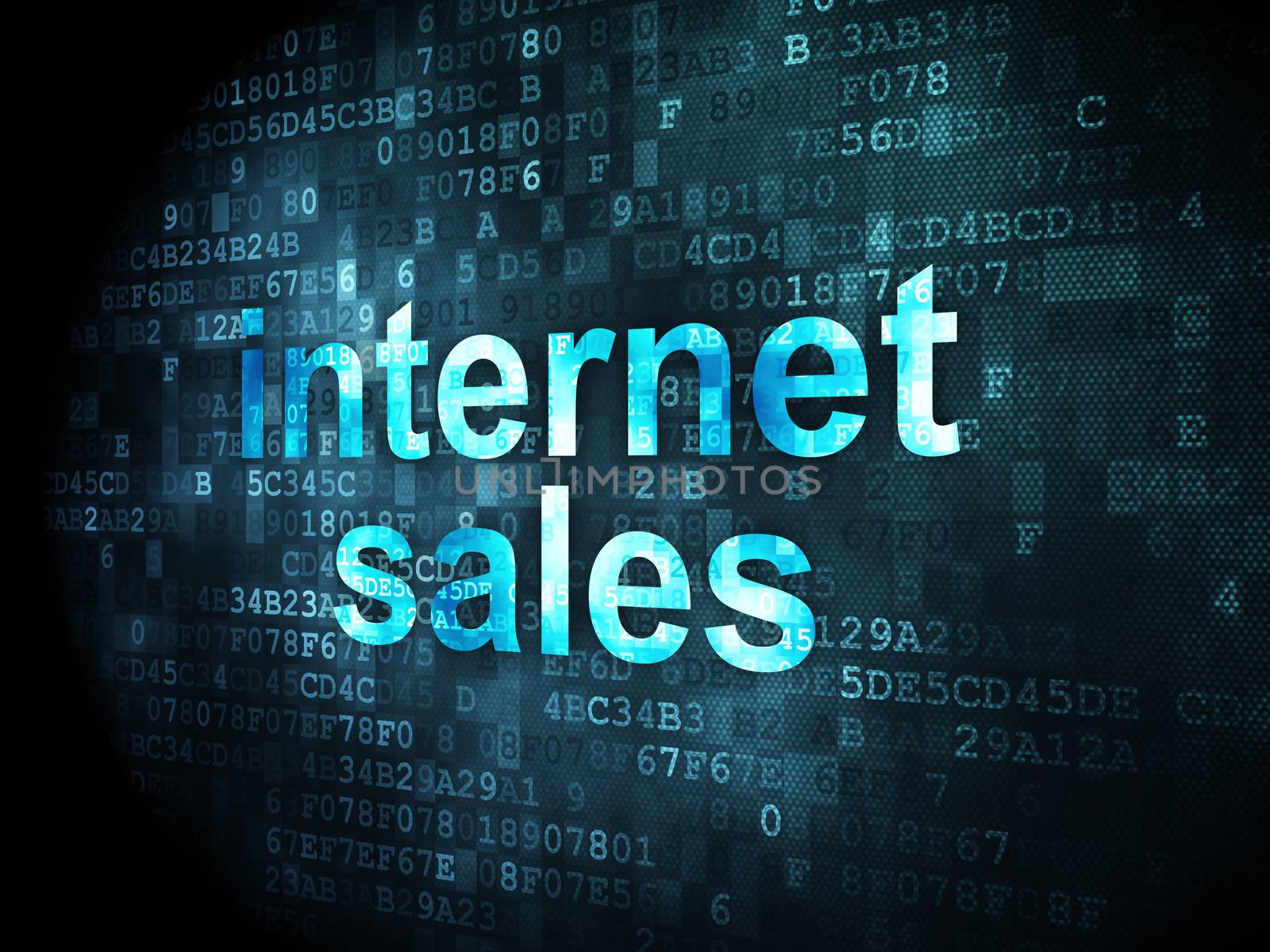 Marketing concept: pixelated words Internet Sales on digital background, 3d render