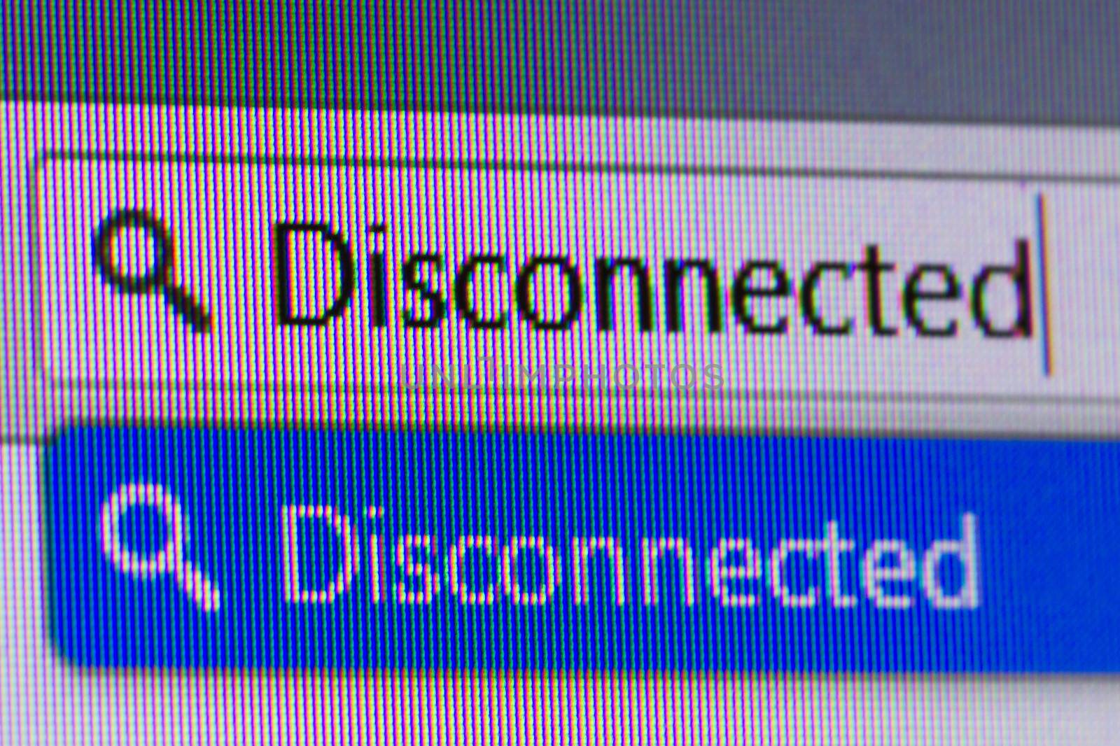 Close up macro of conputer screen internet browser address bar with disconnected text.