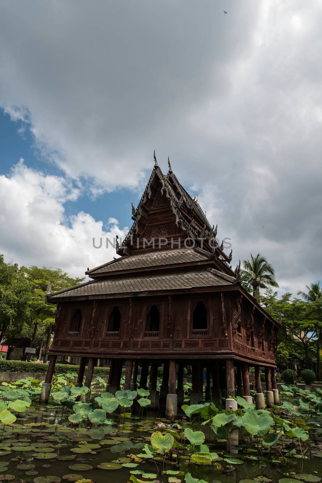 A wooden Pavilion in the country of Thailand