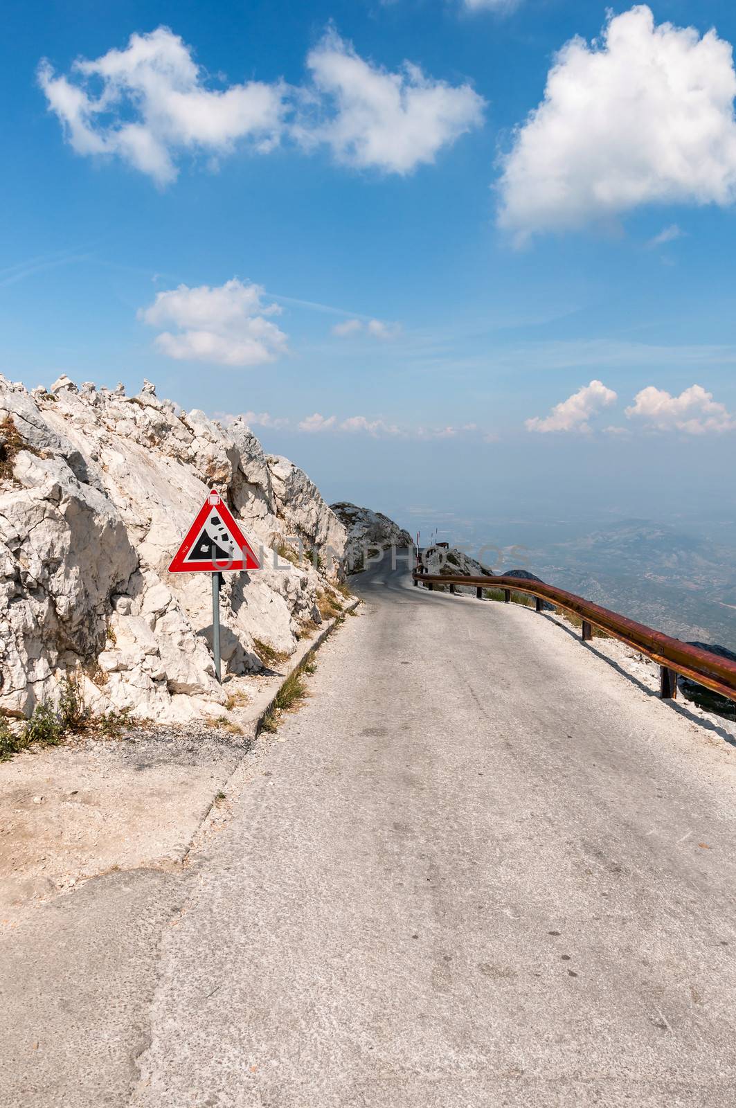 Winding, narrow road from sv Jure peak in Biokovo mountains, Croatia.