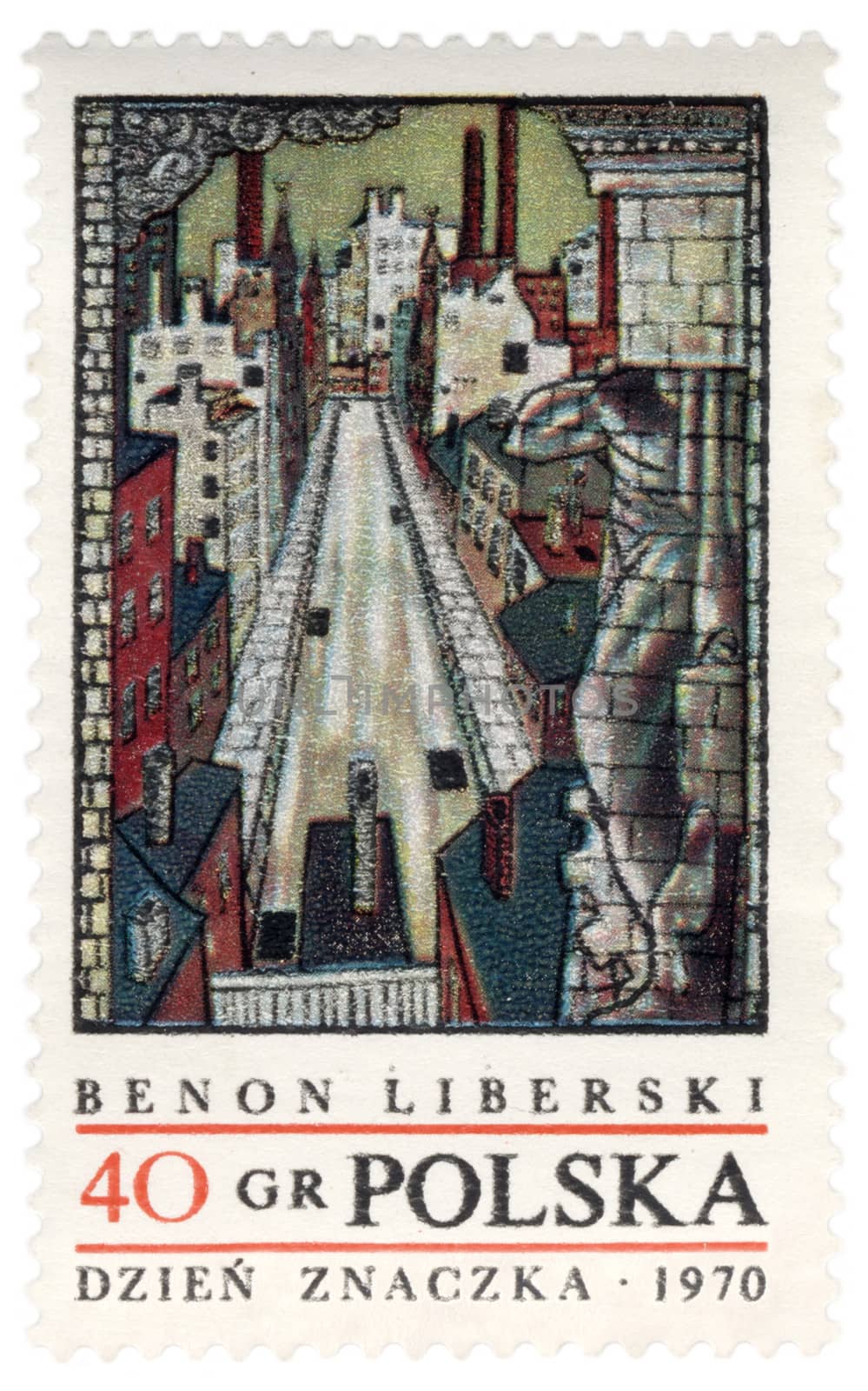 POLAND - CIRCA 1970: a stamp printed in Poland, shows picture of polish painter and graphic artist Benon Liberski (1926-1983), circa 1970