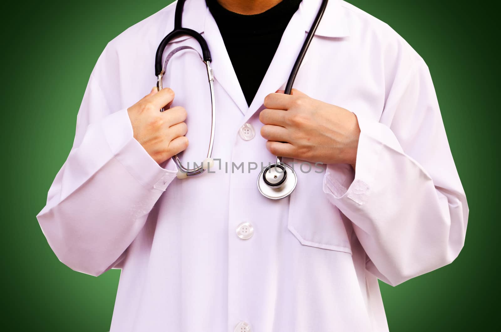 Doctor with a stethoscope  isolation background. (Medical Concept)