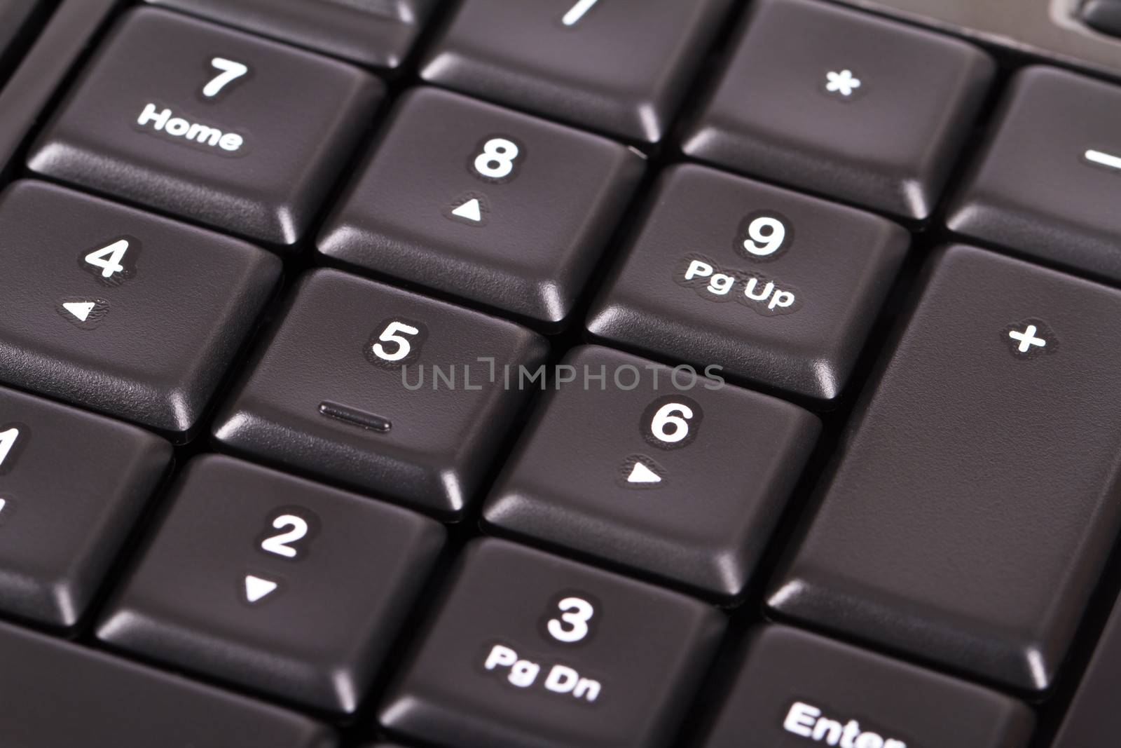 Black computer keyboard keys on numpad area.