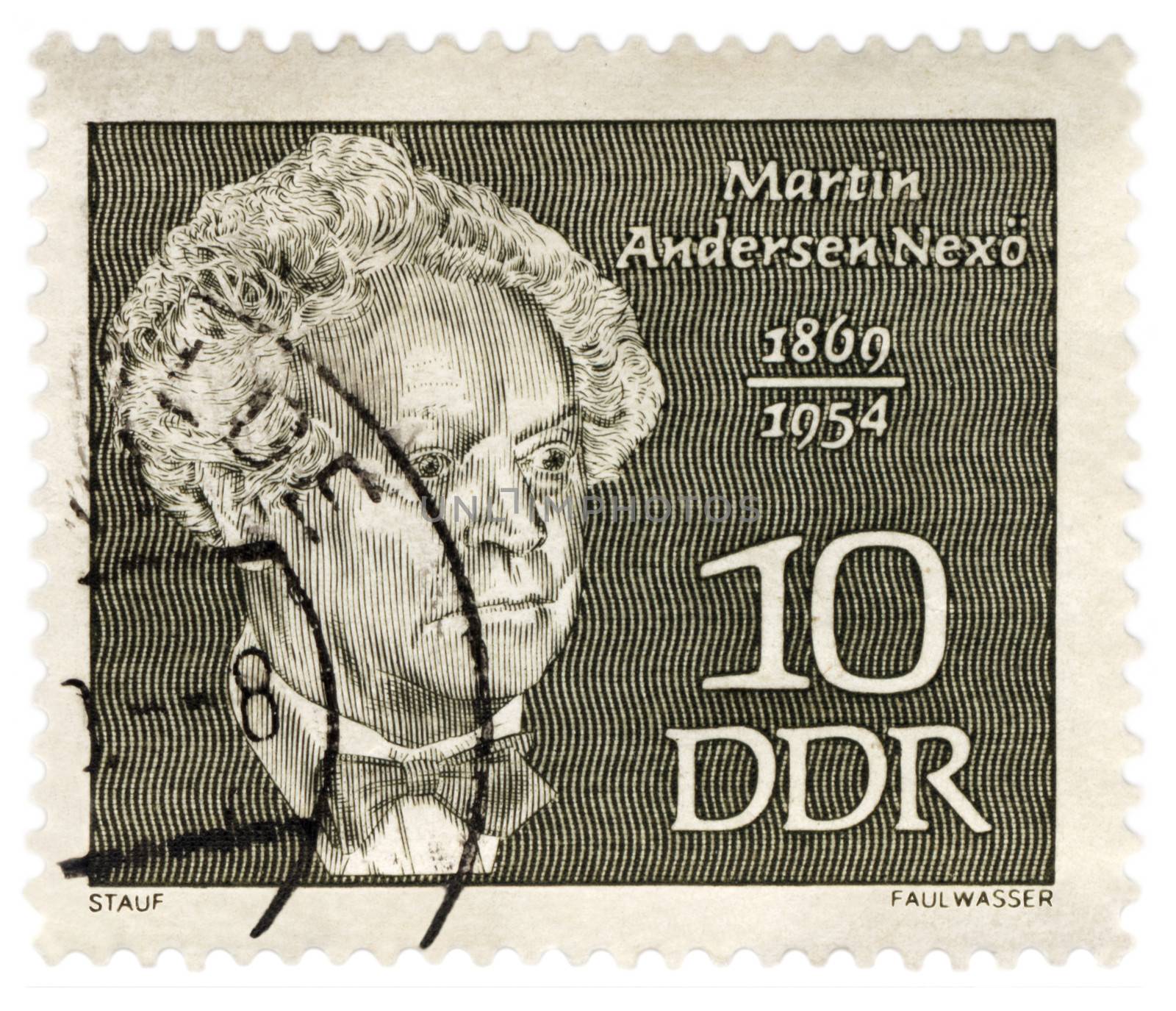 GDR - CIRCA 1969: A stamp printed in GDR (East Germany) shows Danish writer Martin Andersen Nexo, circa 1969