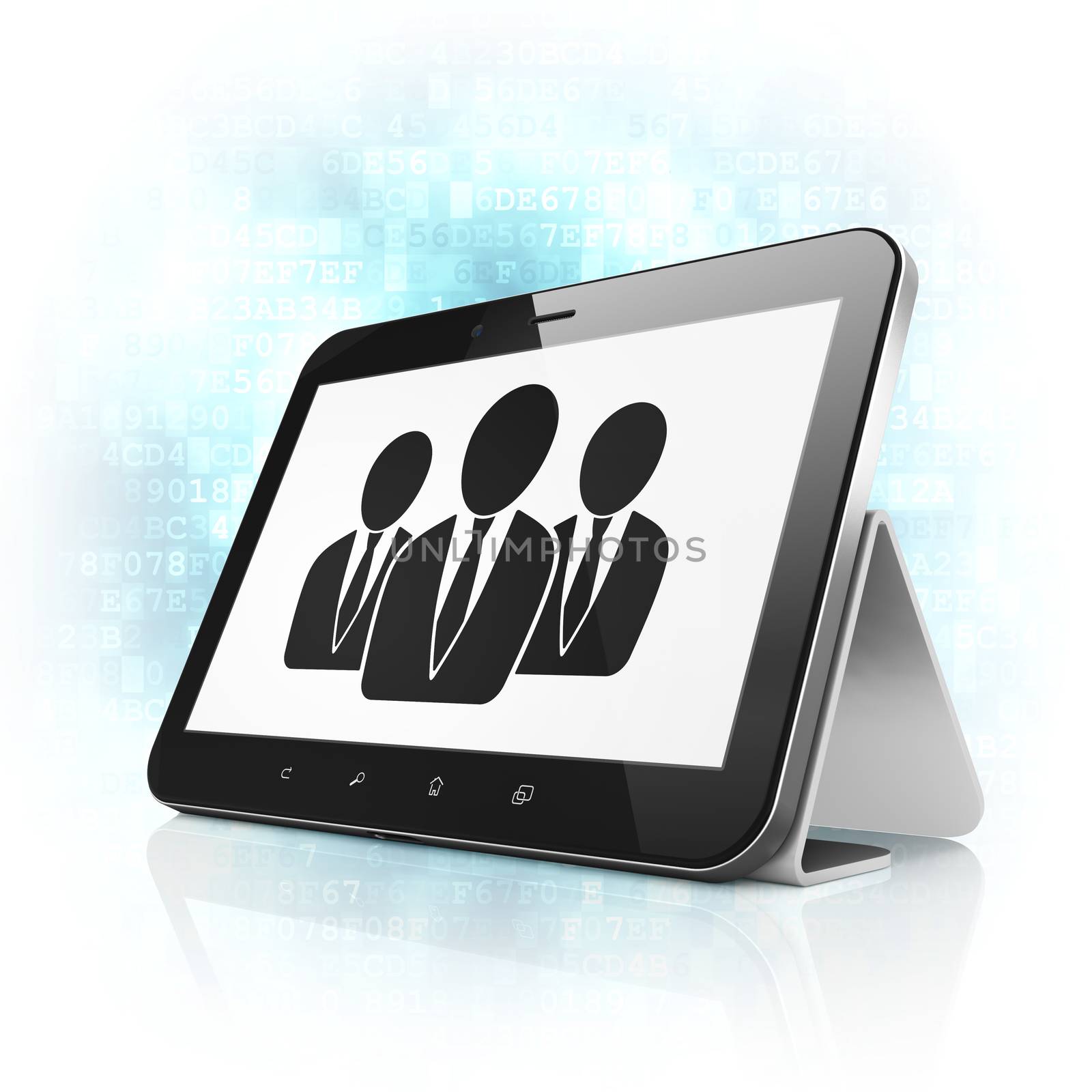 Advertising concept: Business People on tablet pc computer by maxkabakov