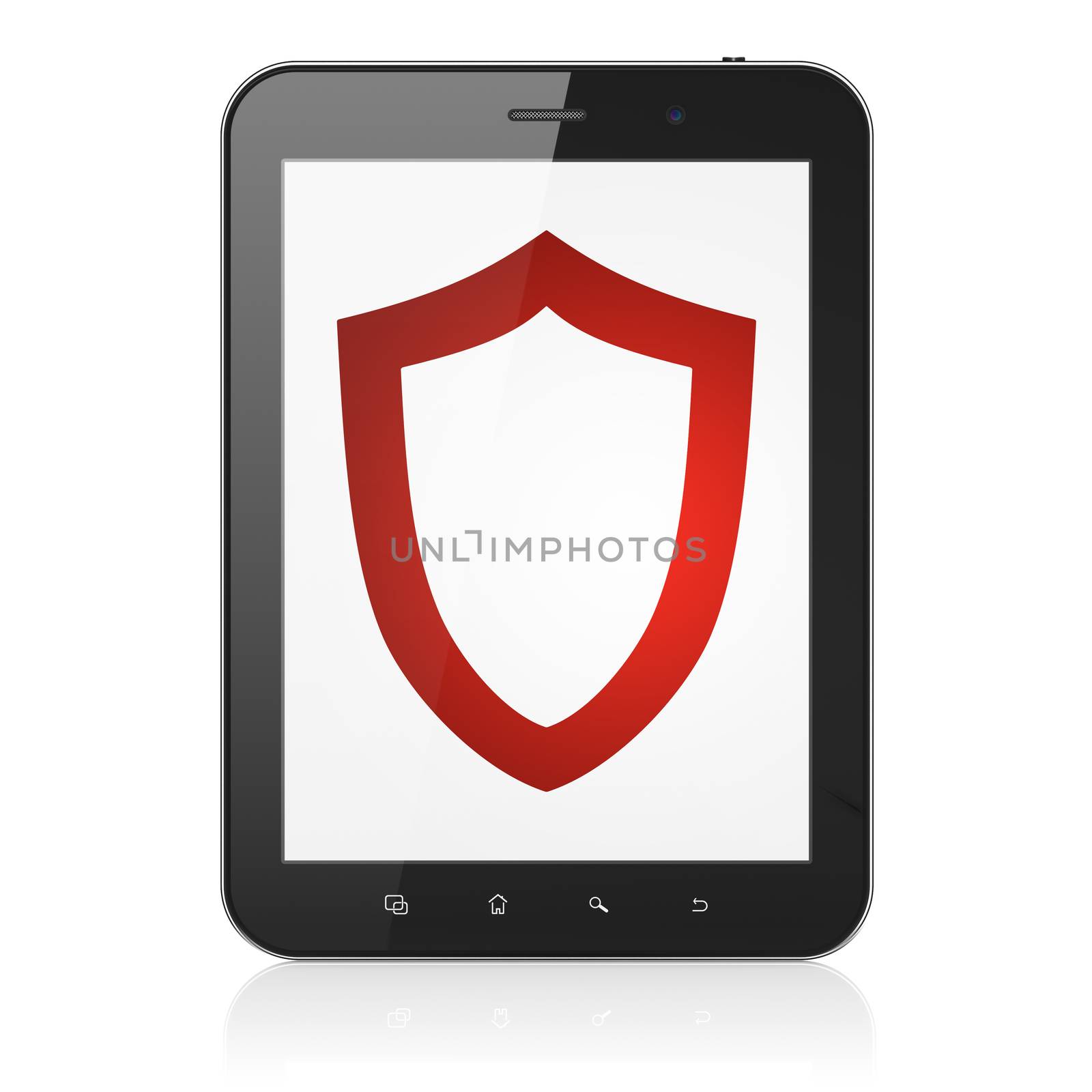 Safety concept: Contoured Shield on tablet pc computer by maxkabakov