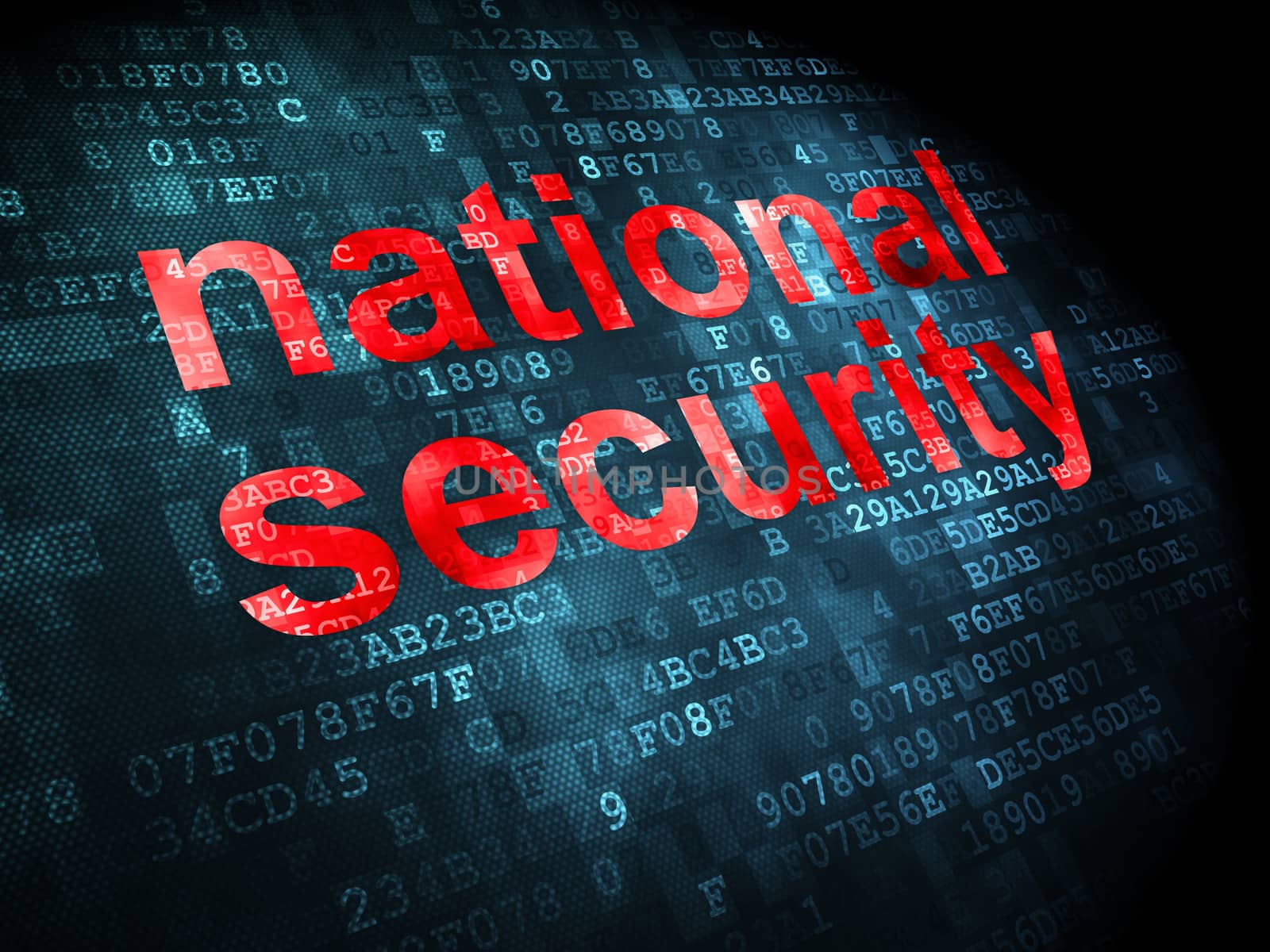 Privacy concept: pixelated words National Security on digital background, 3d render