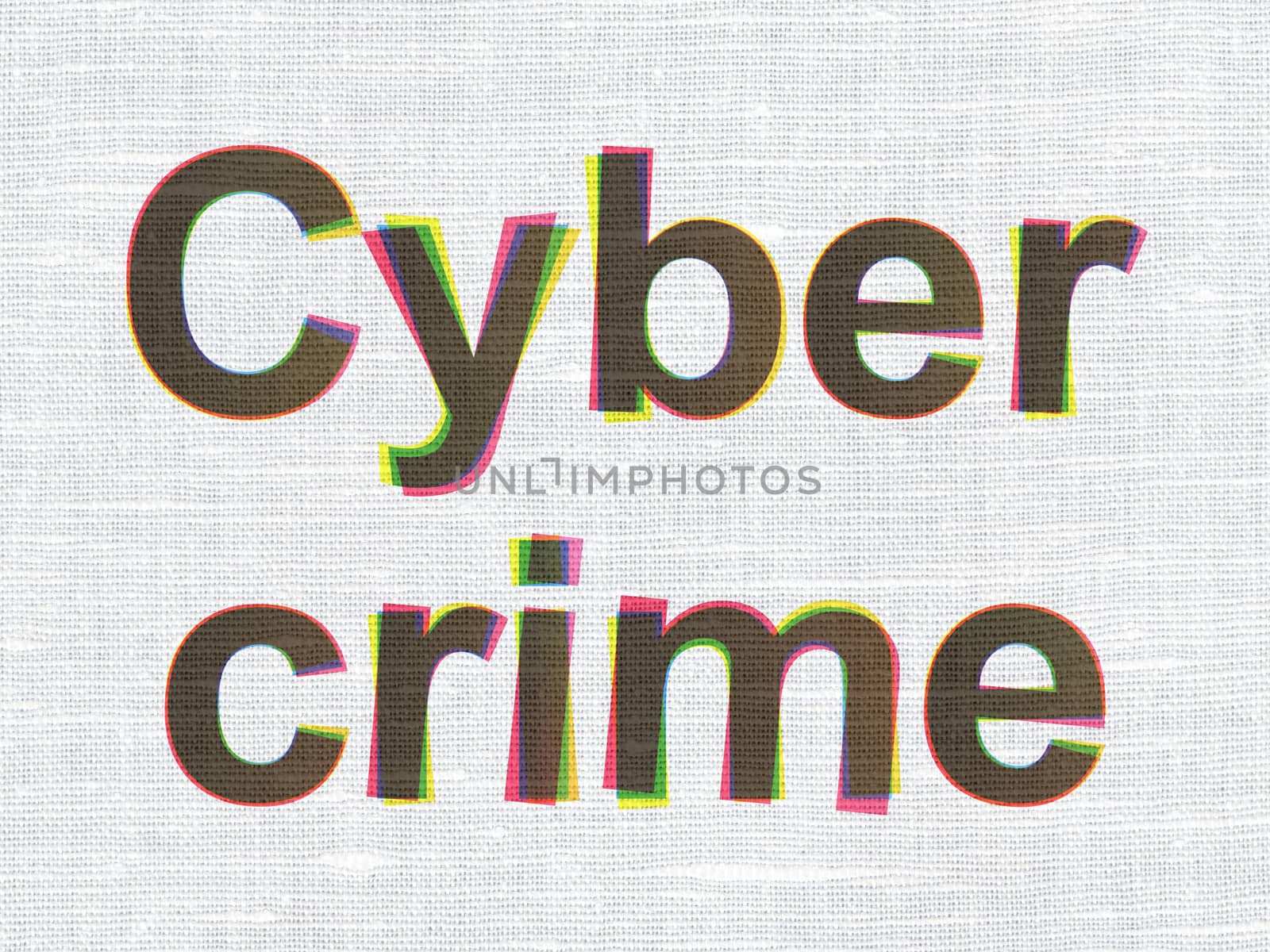 Security concept: CMYK Cyber Crime on linen fabric texture background, 3d render