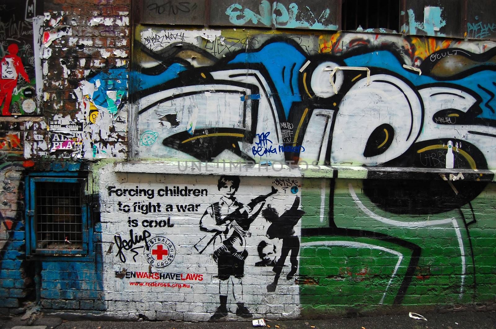 Grafitti at city street wall by danemo