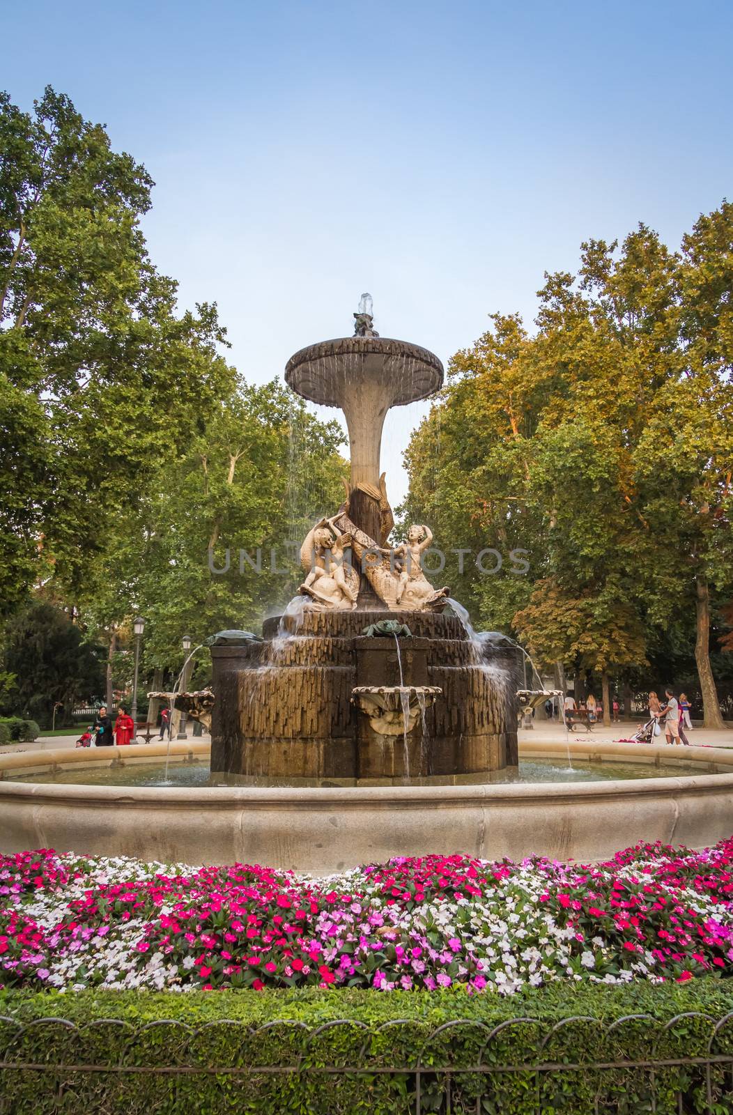 Galapagos fountain in the Buen Retiro park, Madrid