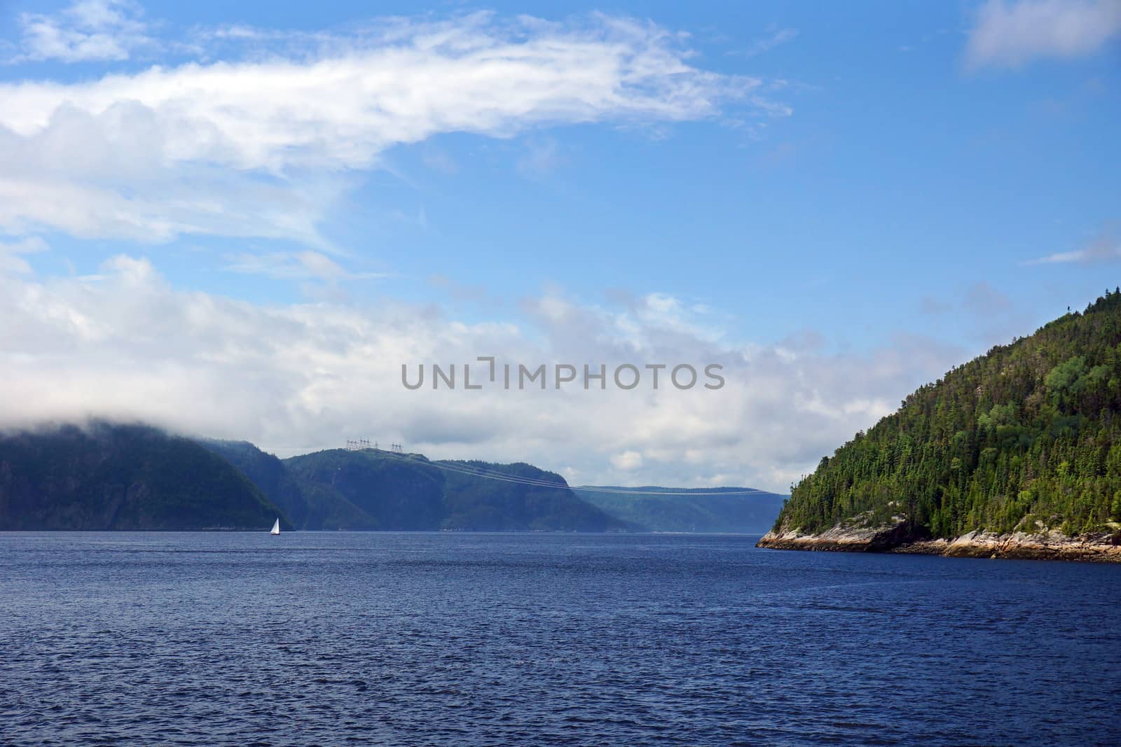 Beautiful waters and mountains of the Saguenay fjord, Quebec, Canada