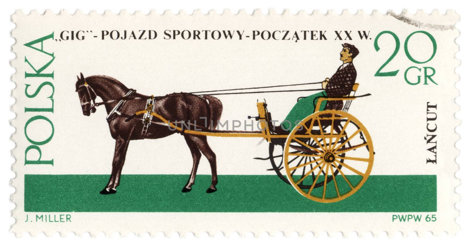 POLAND - CIRCA 1965: a stamp printed in Poland shows old carriage - gig (XX century), circa 1965