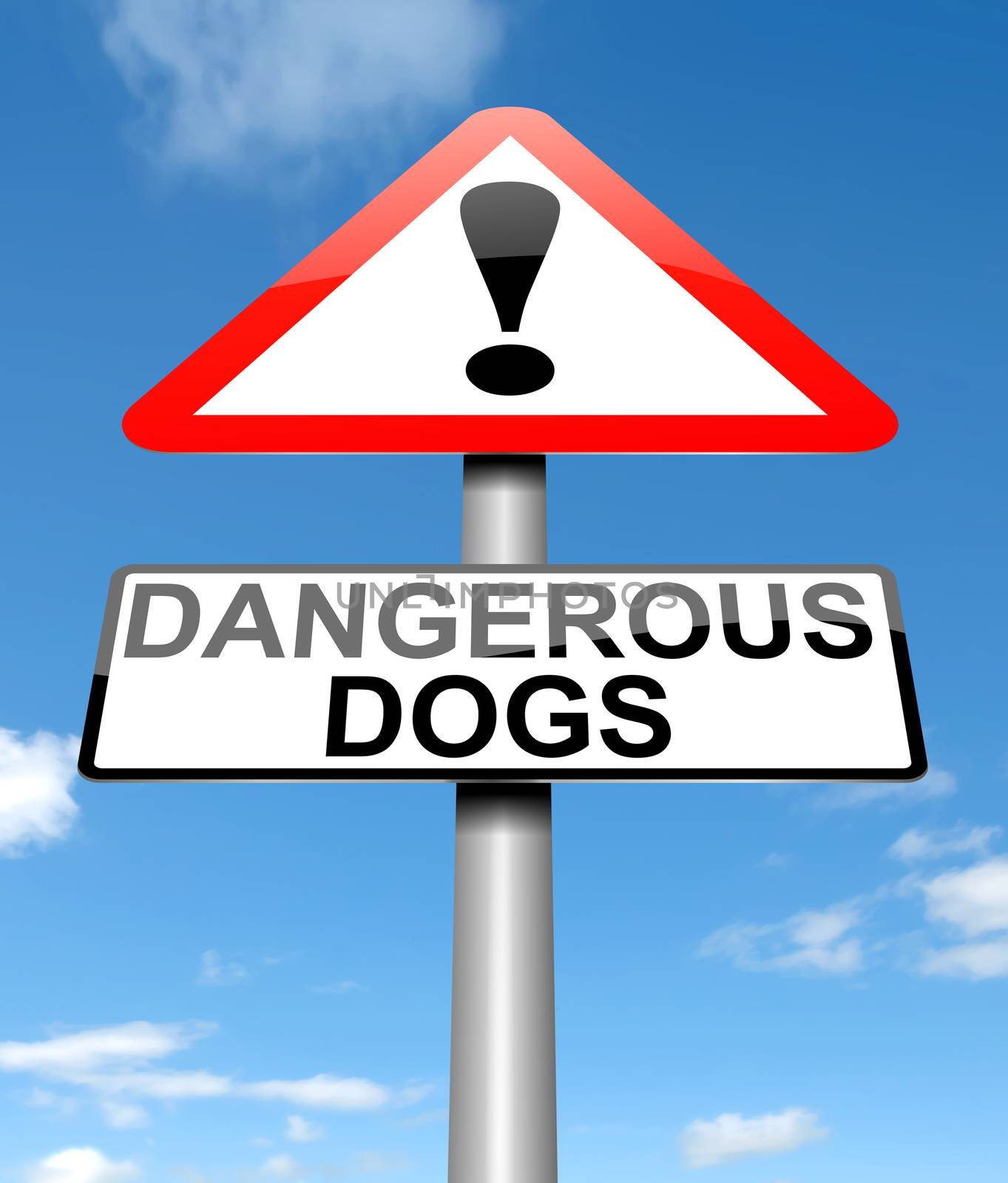 Illustration depicting a sign with a dangerous dogs concept.