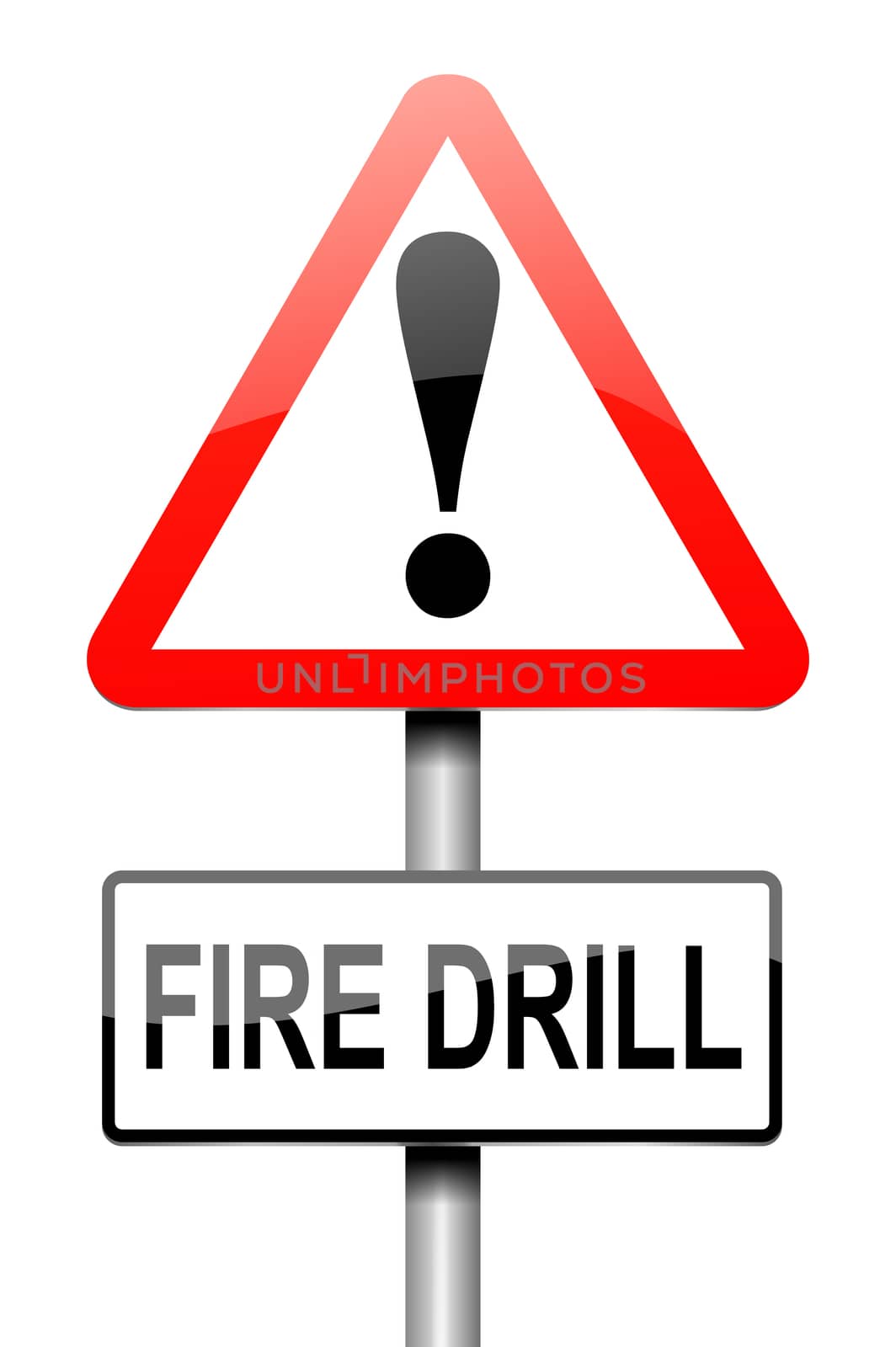 Illustration depicting a sign with a fire drill concept.