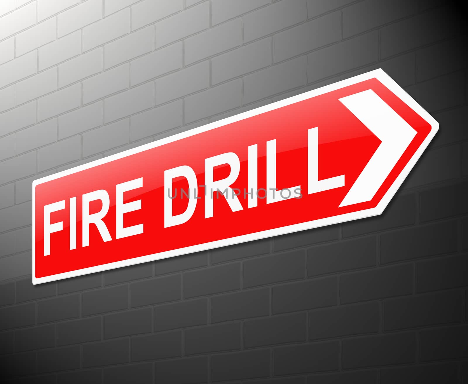 Illustration depicting a sign with a fire drill concept.
