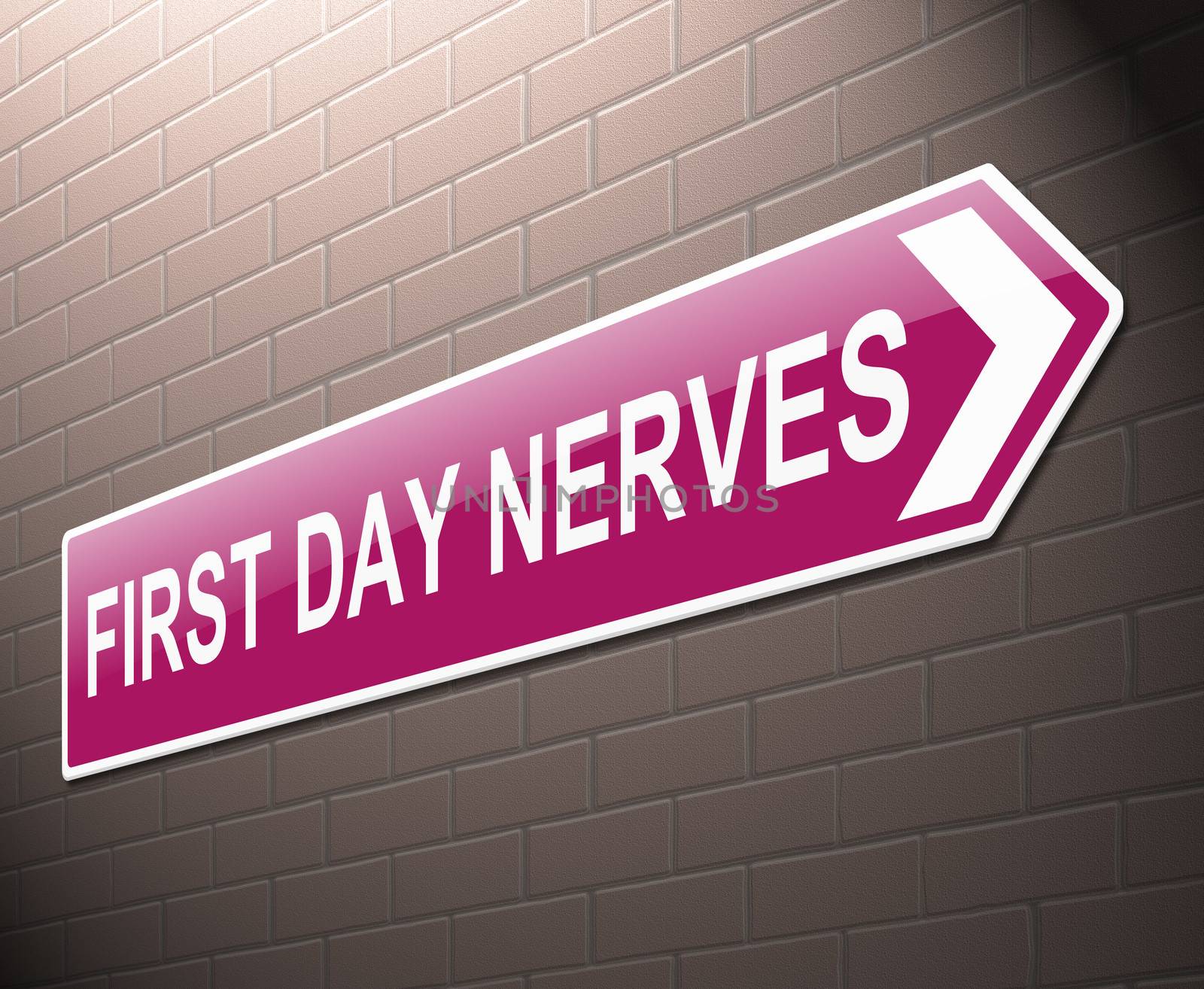 Illustration depicting a sign with a first day nerves concept.