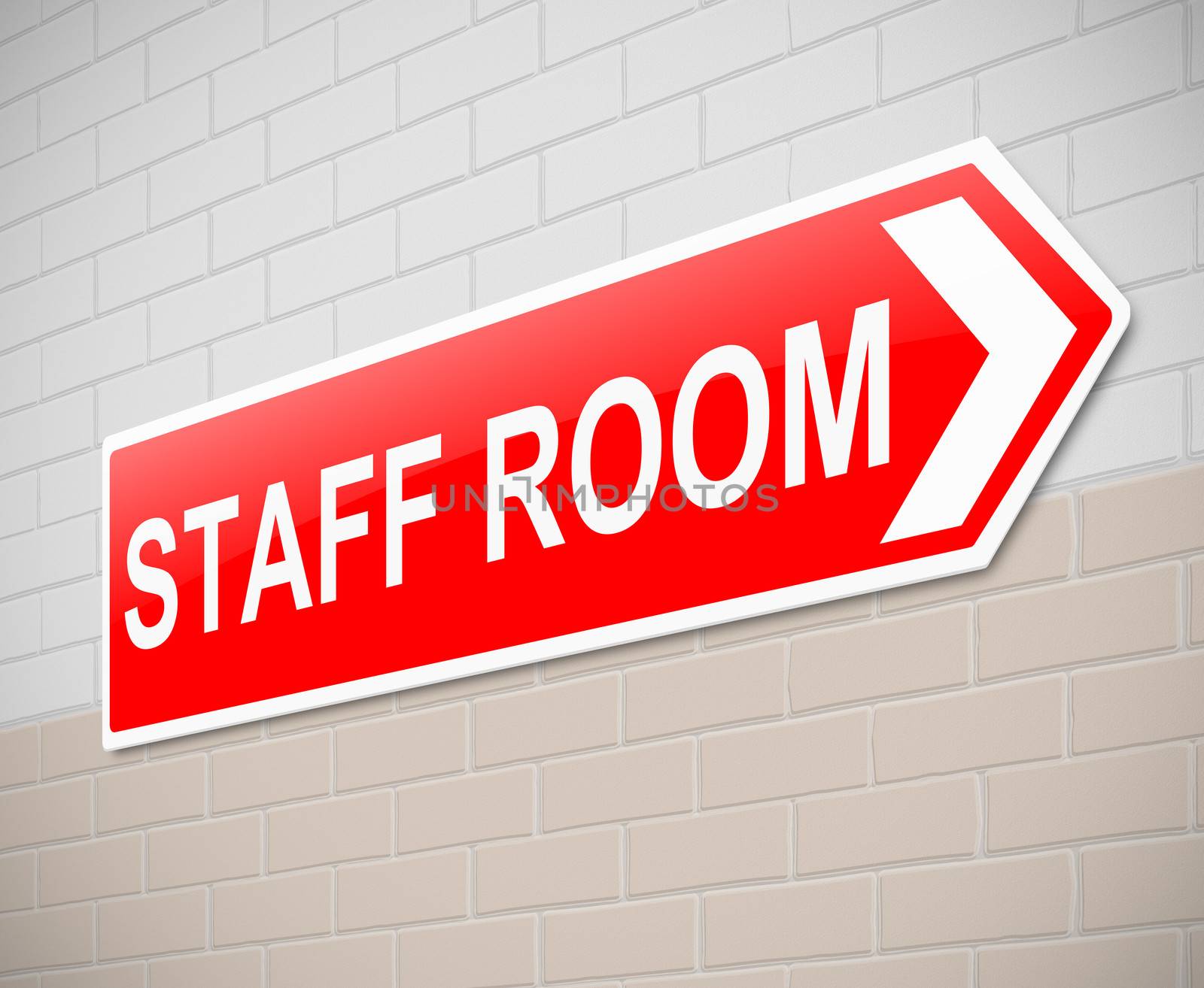 Illustration depicting a sign directing to staff room.