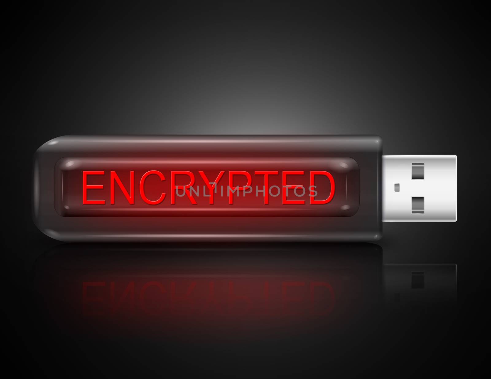 Illustration depicting a usb flash drive with an encryption concept.