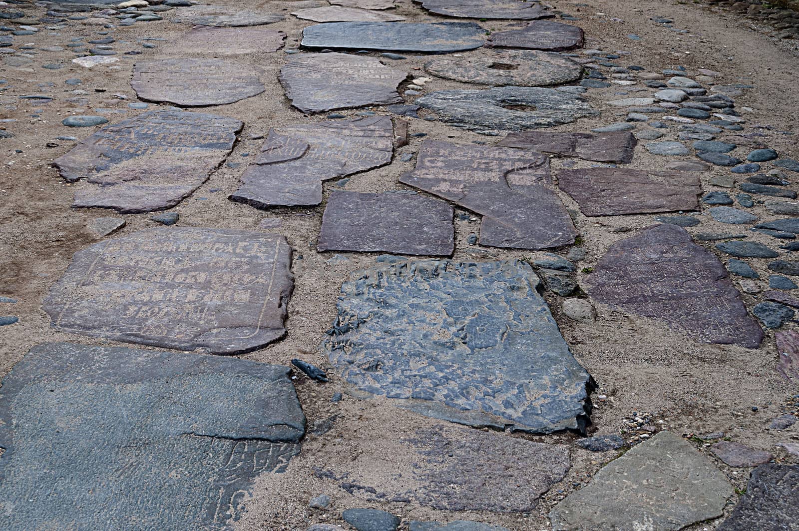 The path of stone slabs in the courtyard of Kirillo-Belozersky (St. Cyril-Belozersky) Monastery