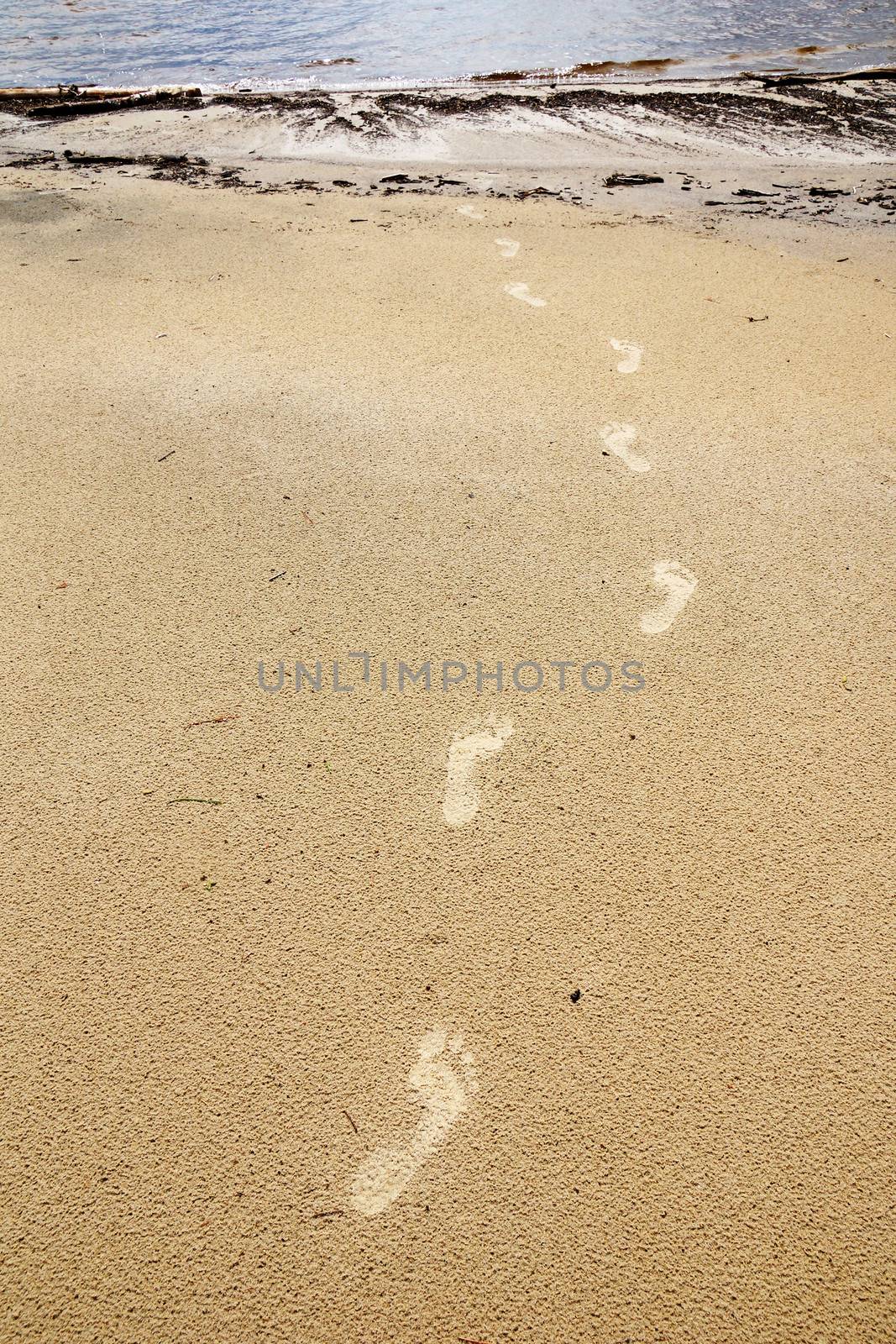 Footprints on the beach by Mirage3