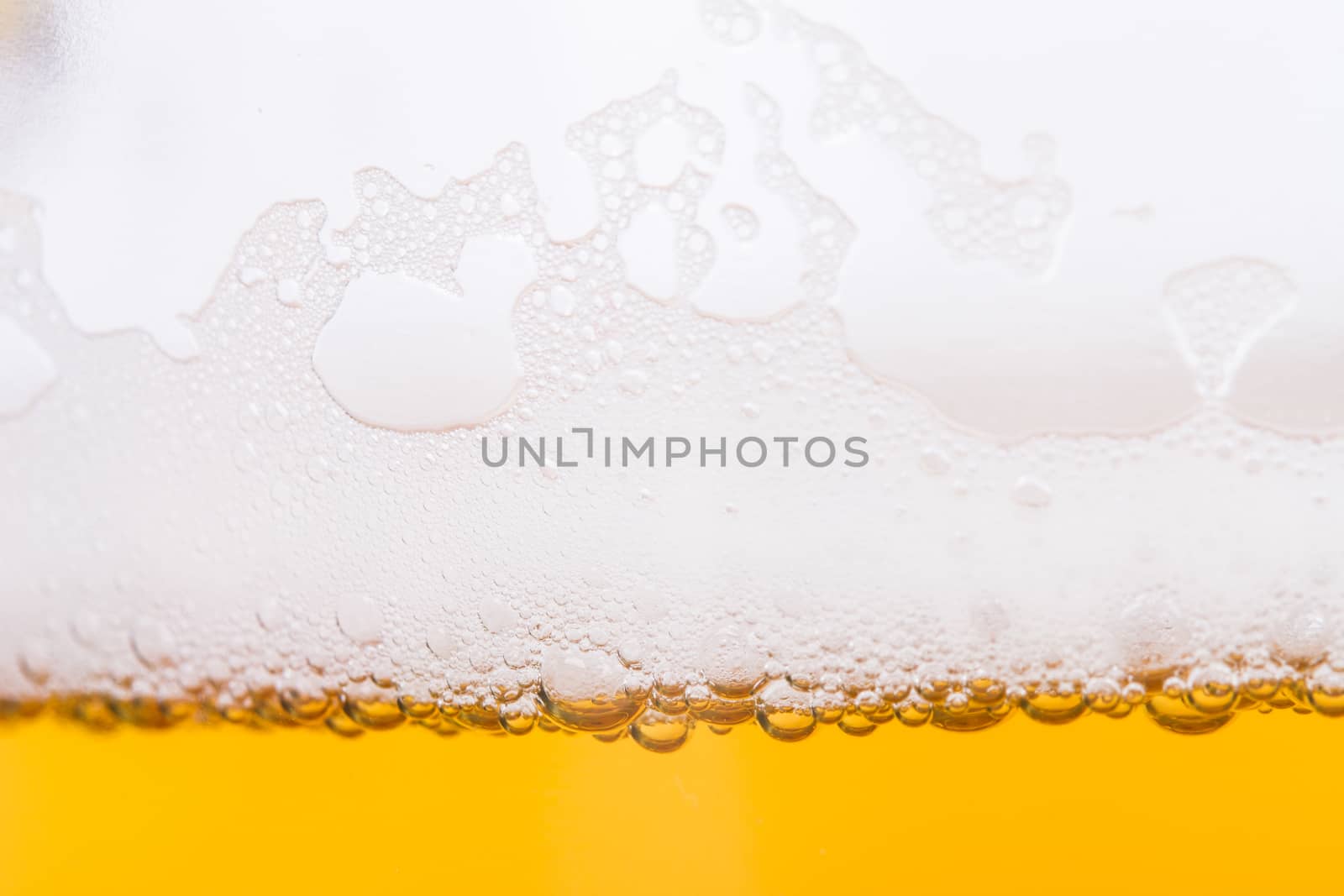 Macro view of droplets, beer bubbles.