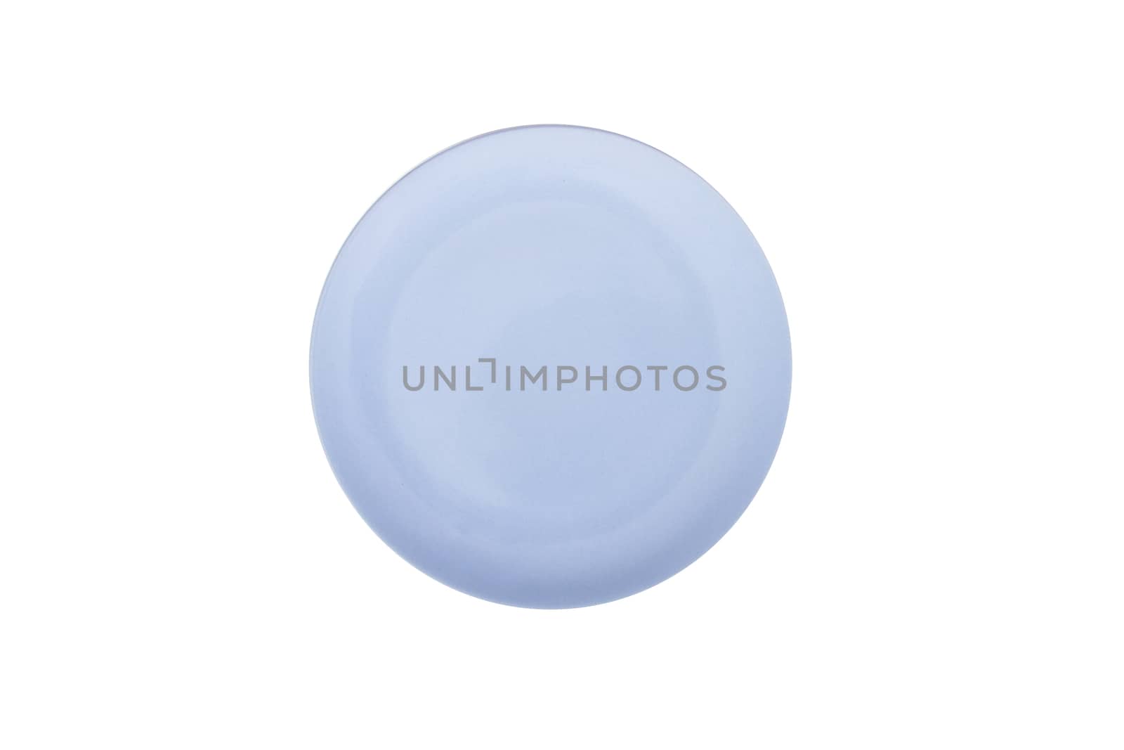 Blue, empty plate, top view, isolated on white background.
