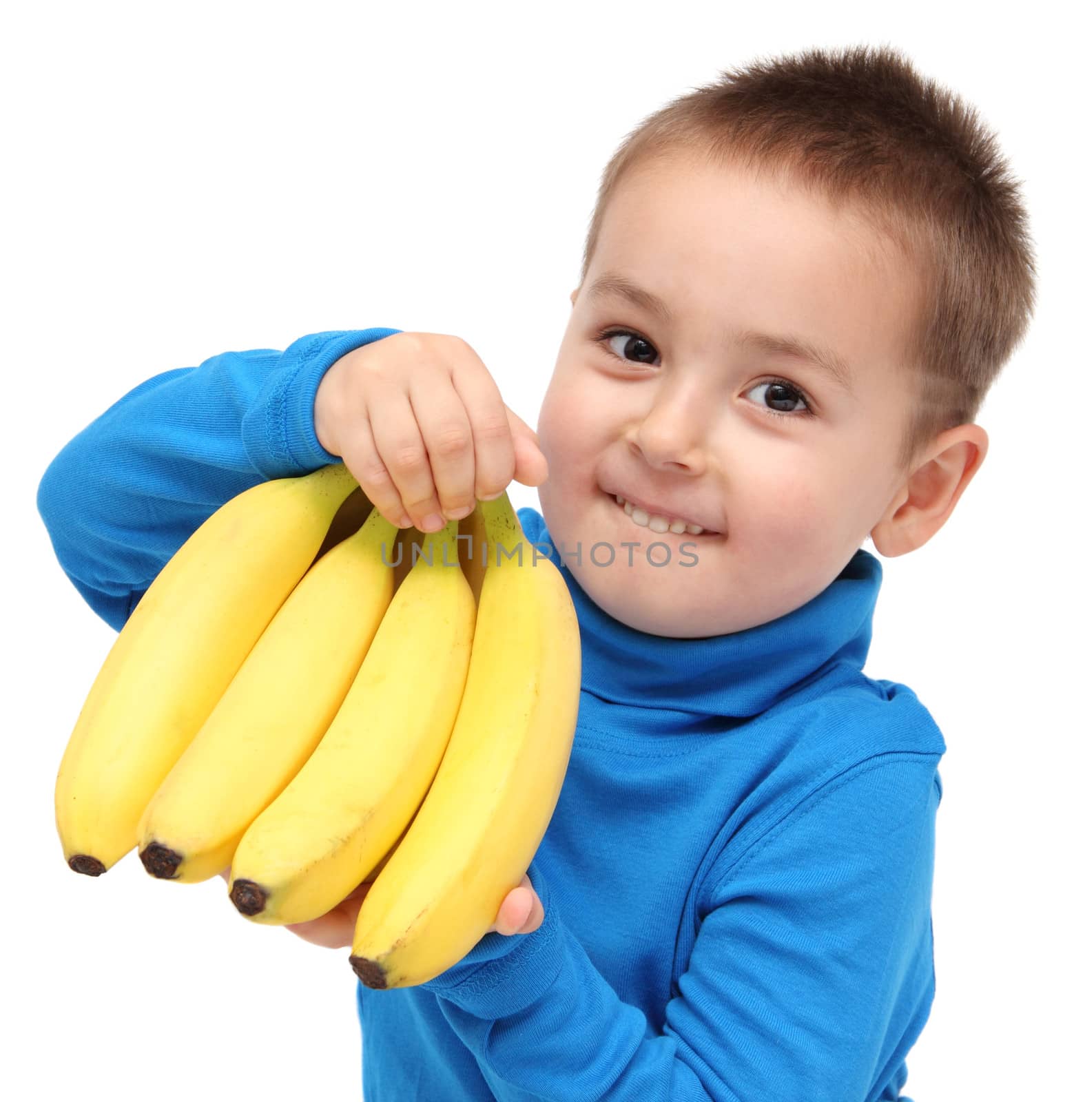 little boy holds bananas by NikolayK