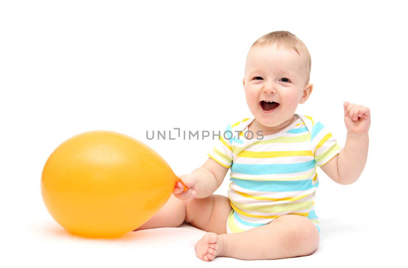 Happy baby with balloon