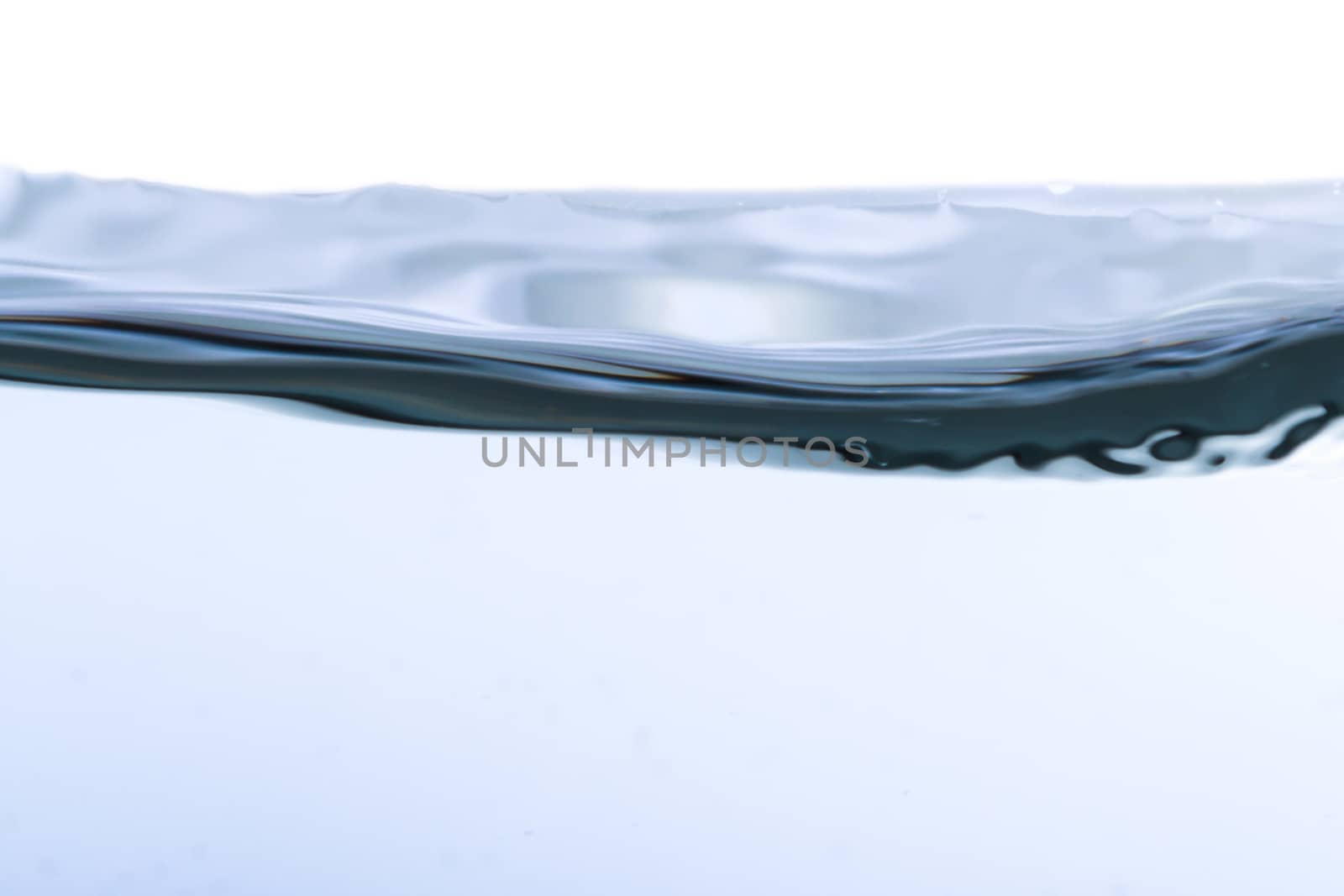 Close up view of smooth water splash, isolated on white background.