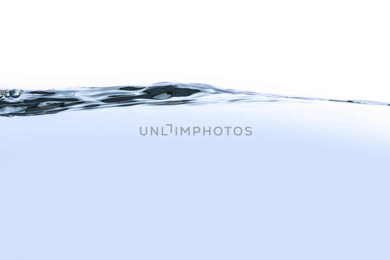 Close up view of smooth water splash, isolated on white background.